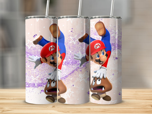 Vibrant Mario and Goomba Tumbler with Star Design