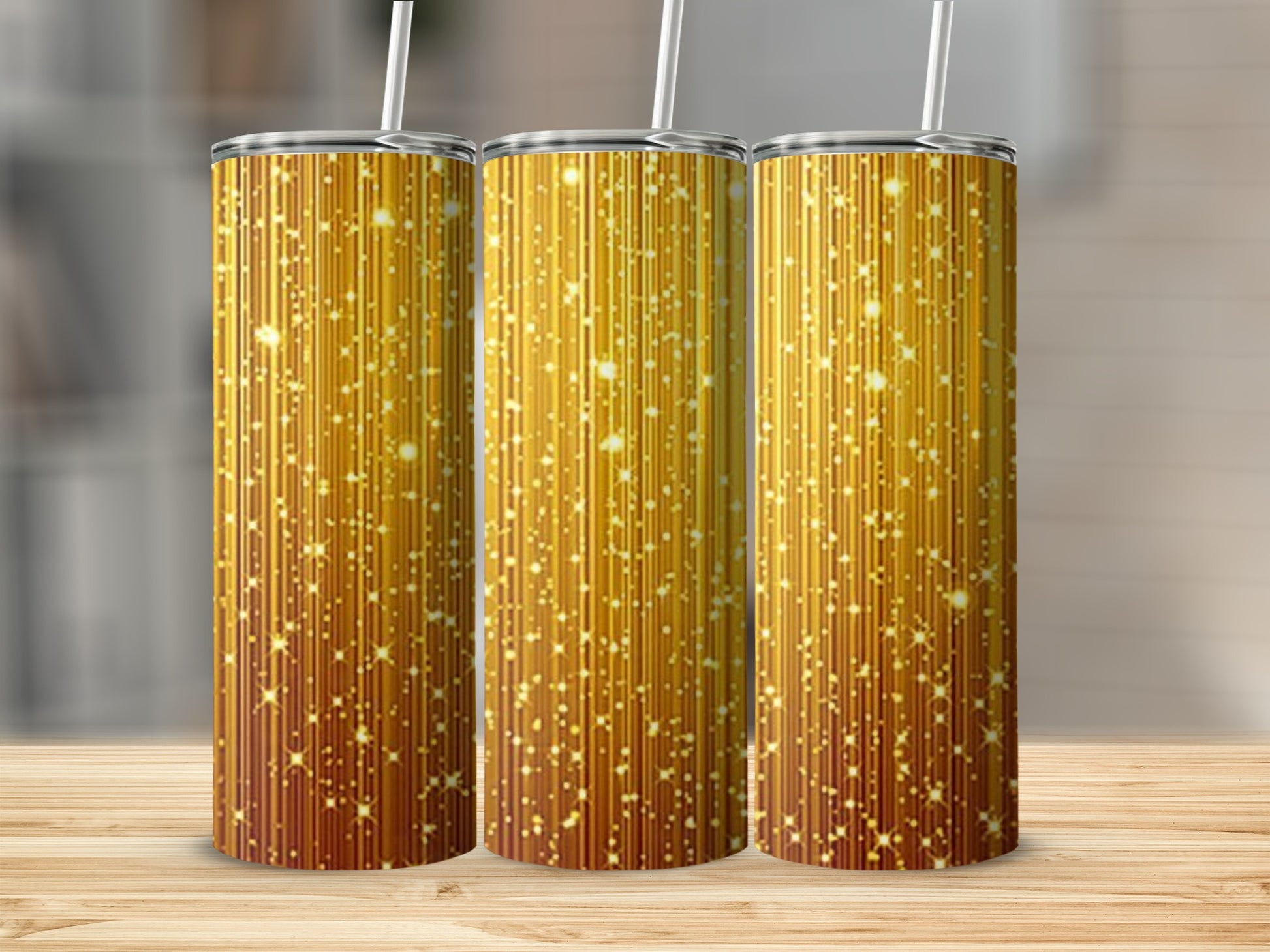 Sparkling Golden Glitter Tumblers for Celebration