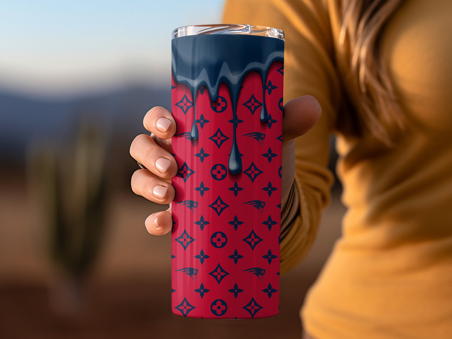 Inspired By Louis Vuitton Inspired New England Patriots Pattern Tumblers