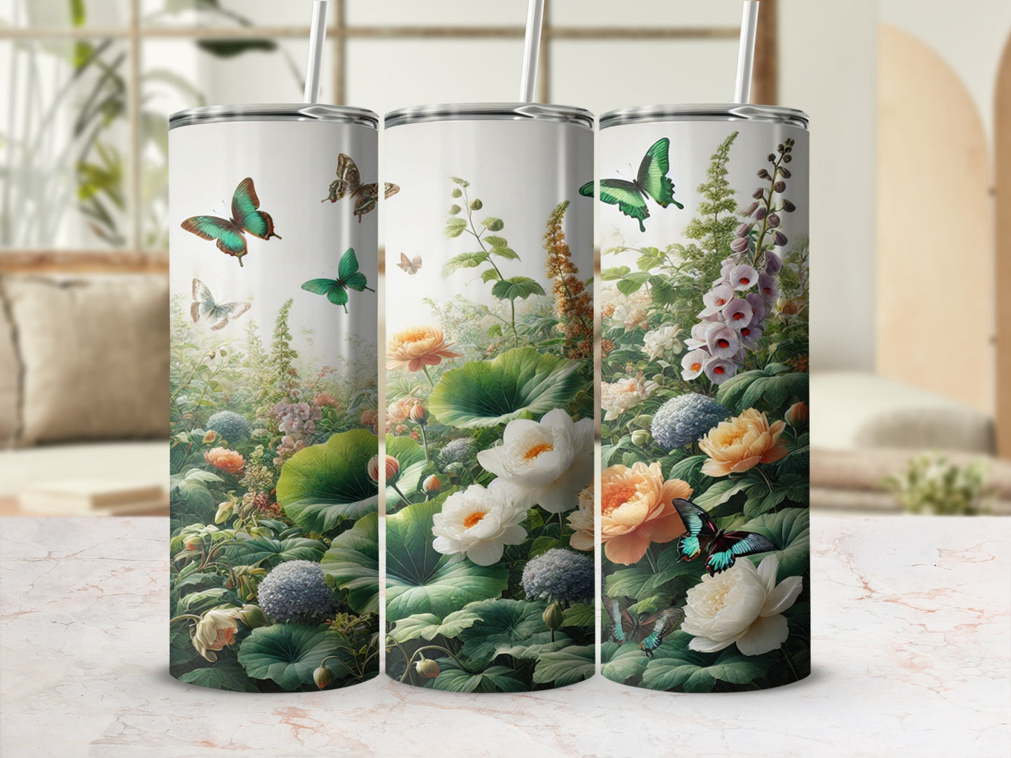 Beautiful Floral and Butterfly Design Tumbler Product
