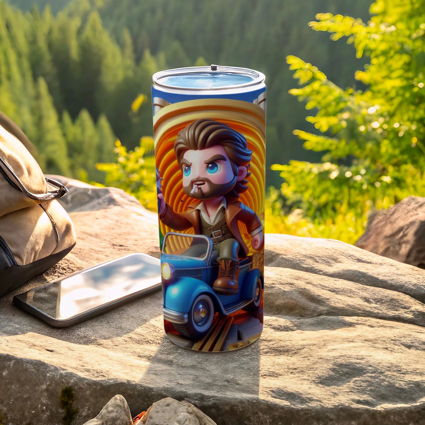 Vibrant Adventure Character Design Tumbler for Your Drinks