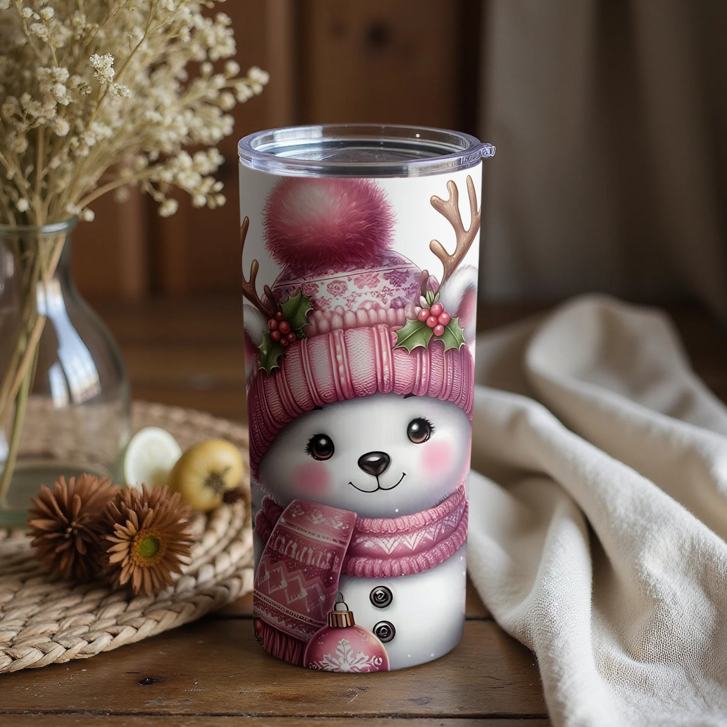 Cute Festive Cat Insulated Travel Tumbler Christmas Gift