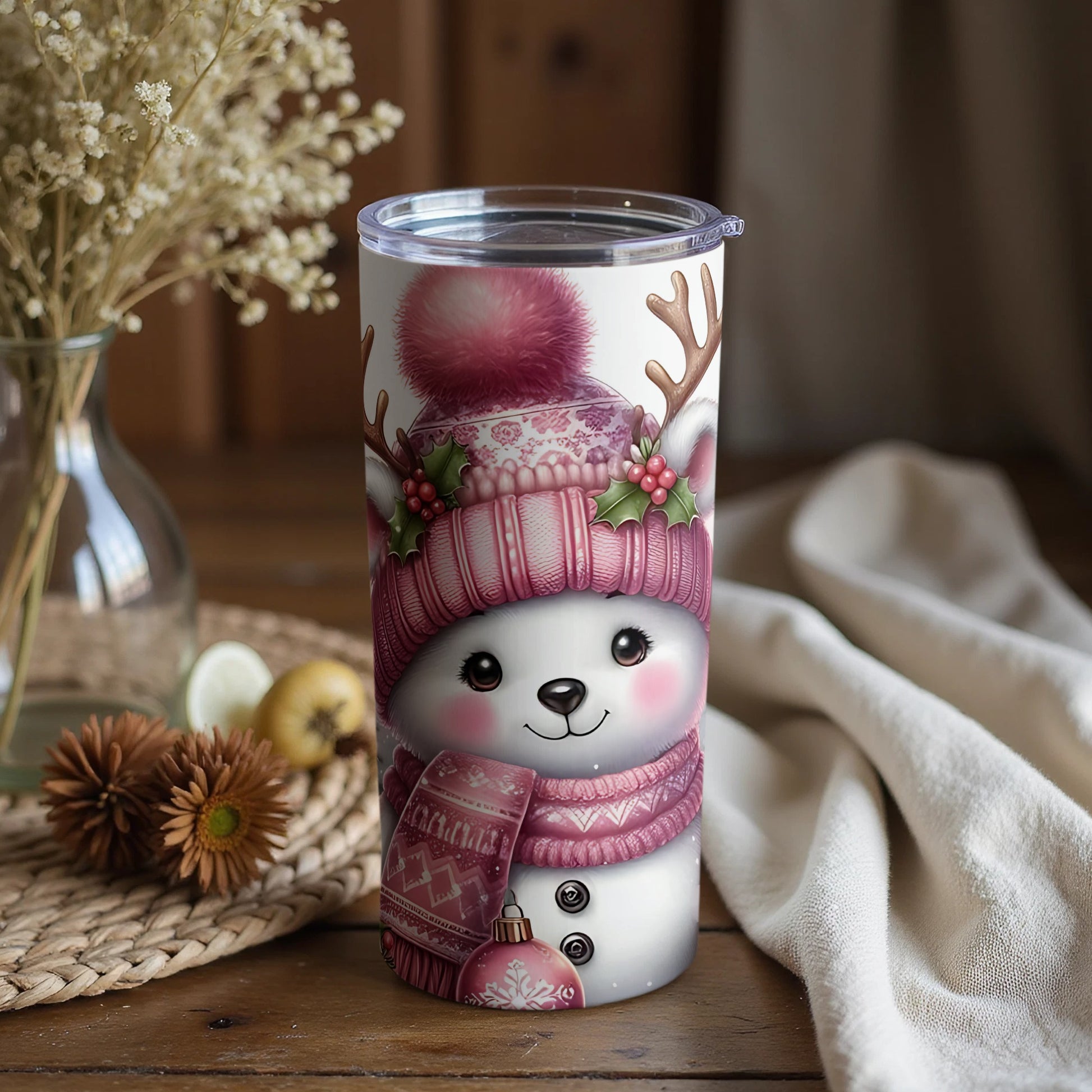 Cute Festive Cat Insulated Travel Tumbler Christmas Gift