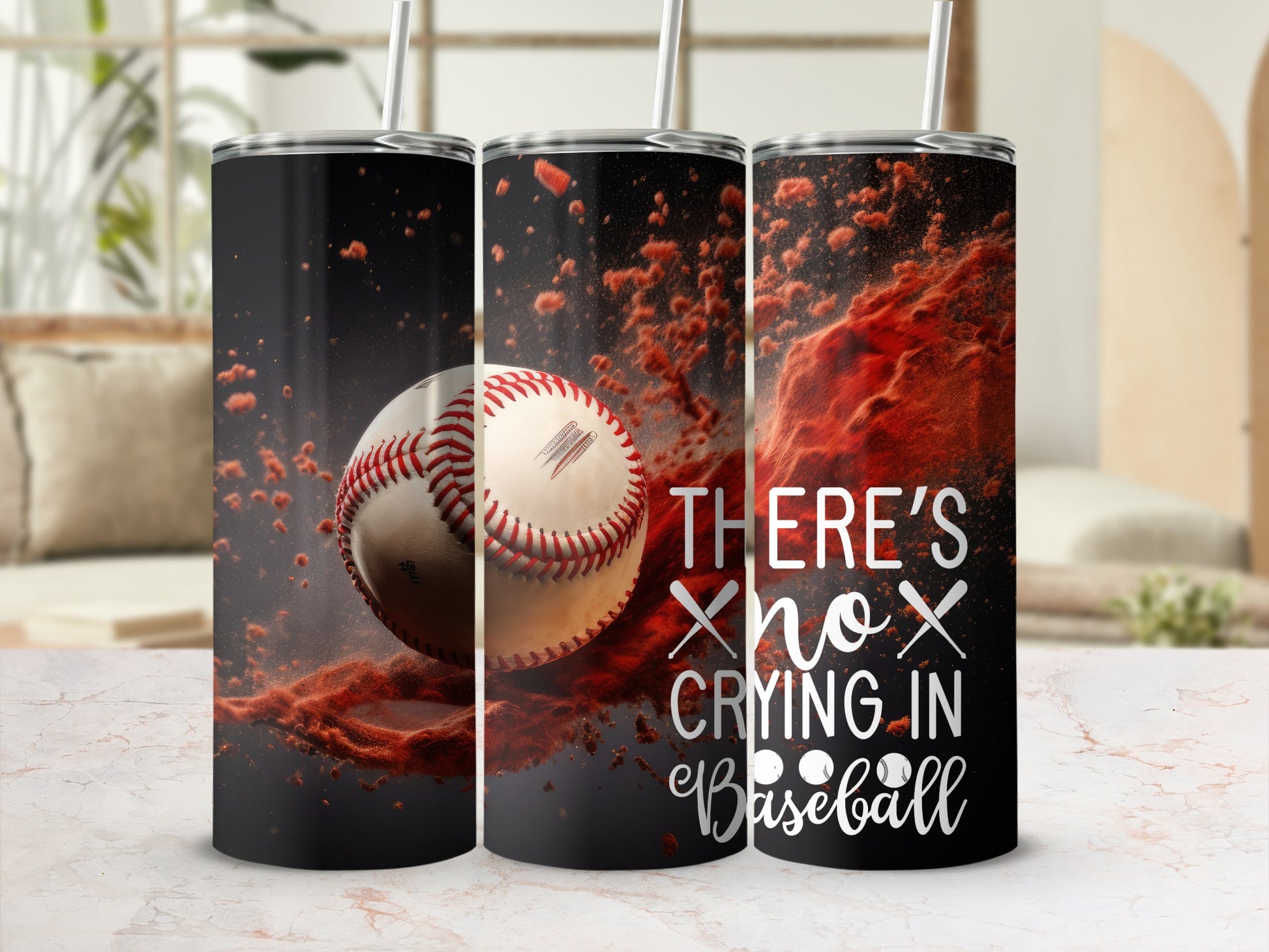 There's No Crying in Baseball Design Tumbler Cup