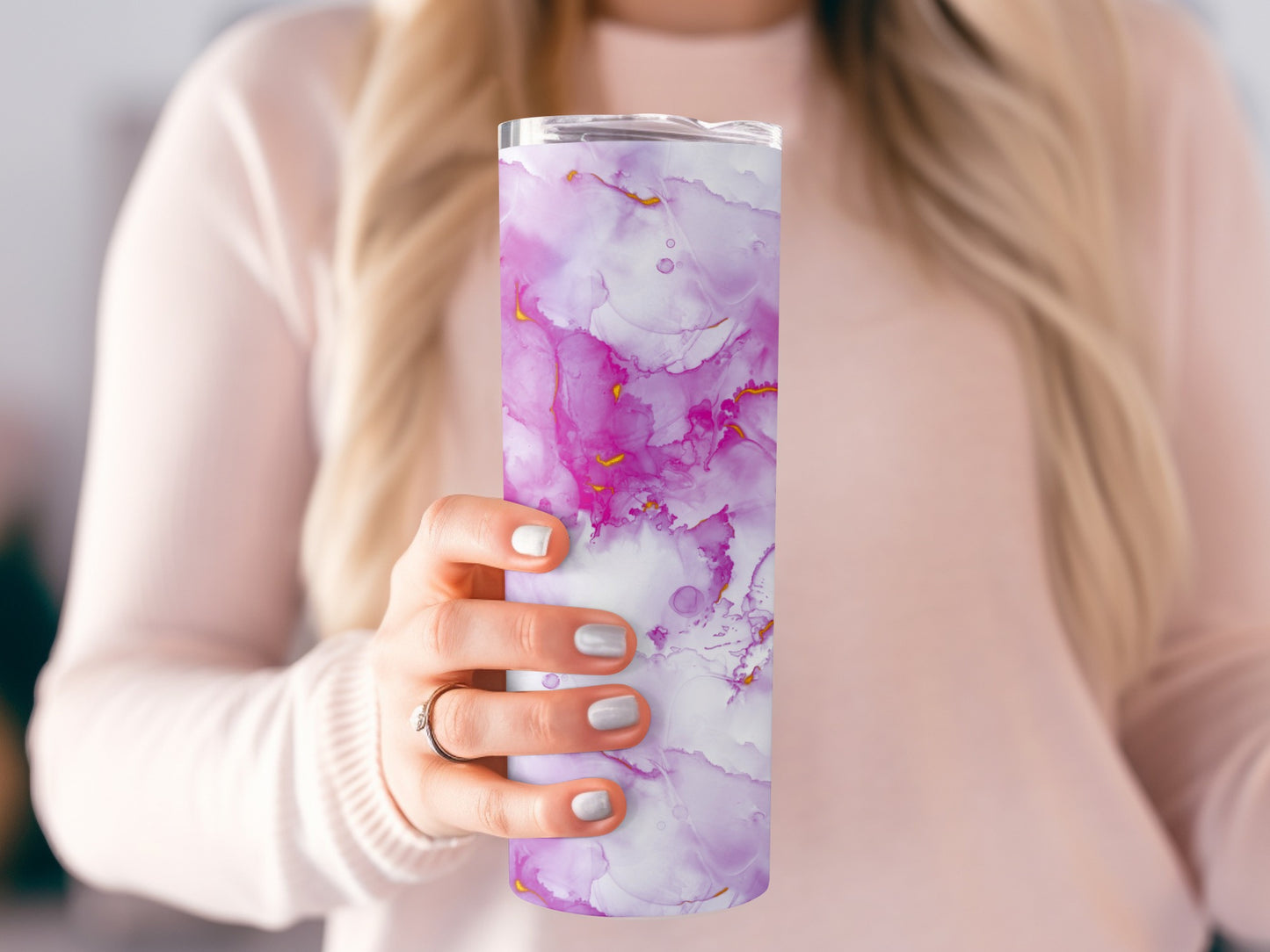 Delicate Pink White Abstract Art Design Pattern Tumblers