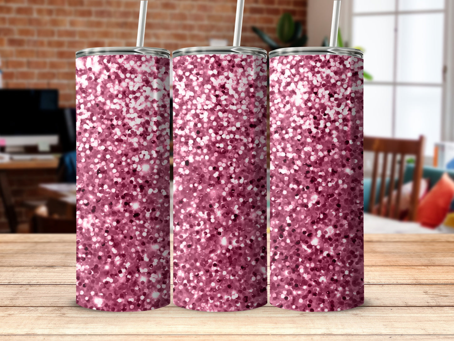 Pink Glitter Sparkle Design Tumbler Drinkware