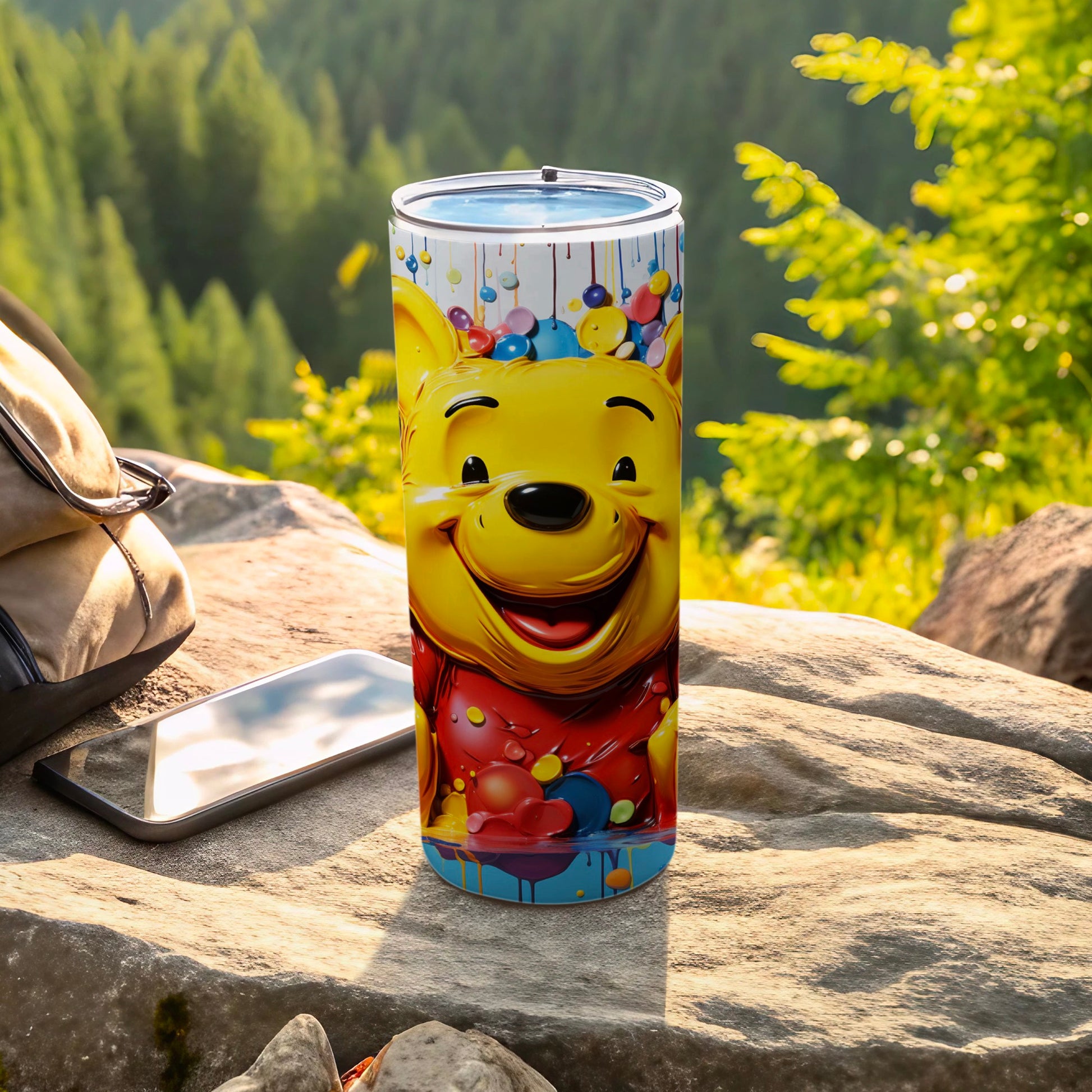 Colorful Winnie the Pooh Tumbler with Festive Design