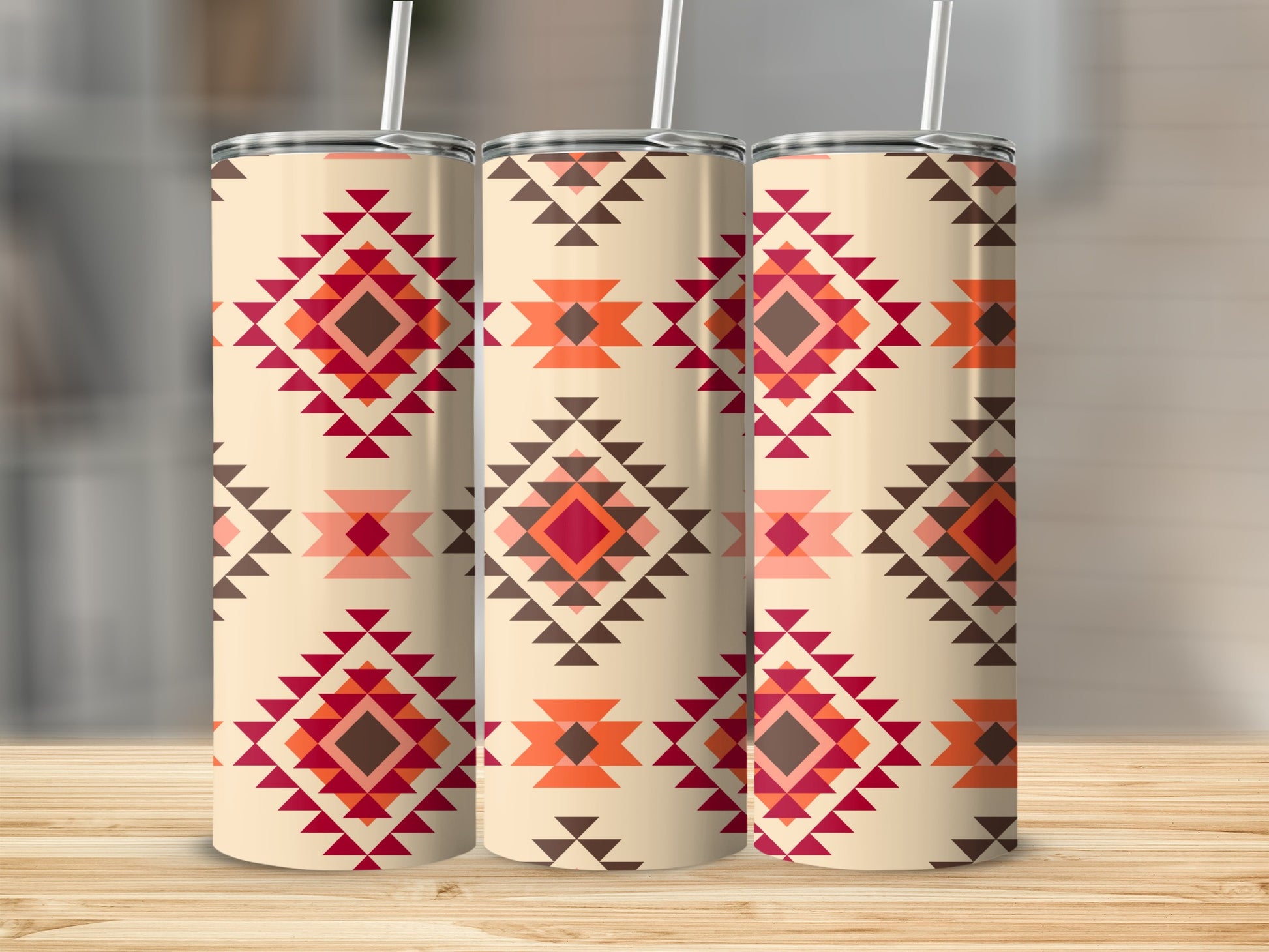 Colorful Geometric Pattern Reusable Tumbler Product