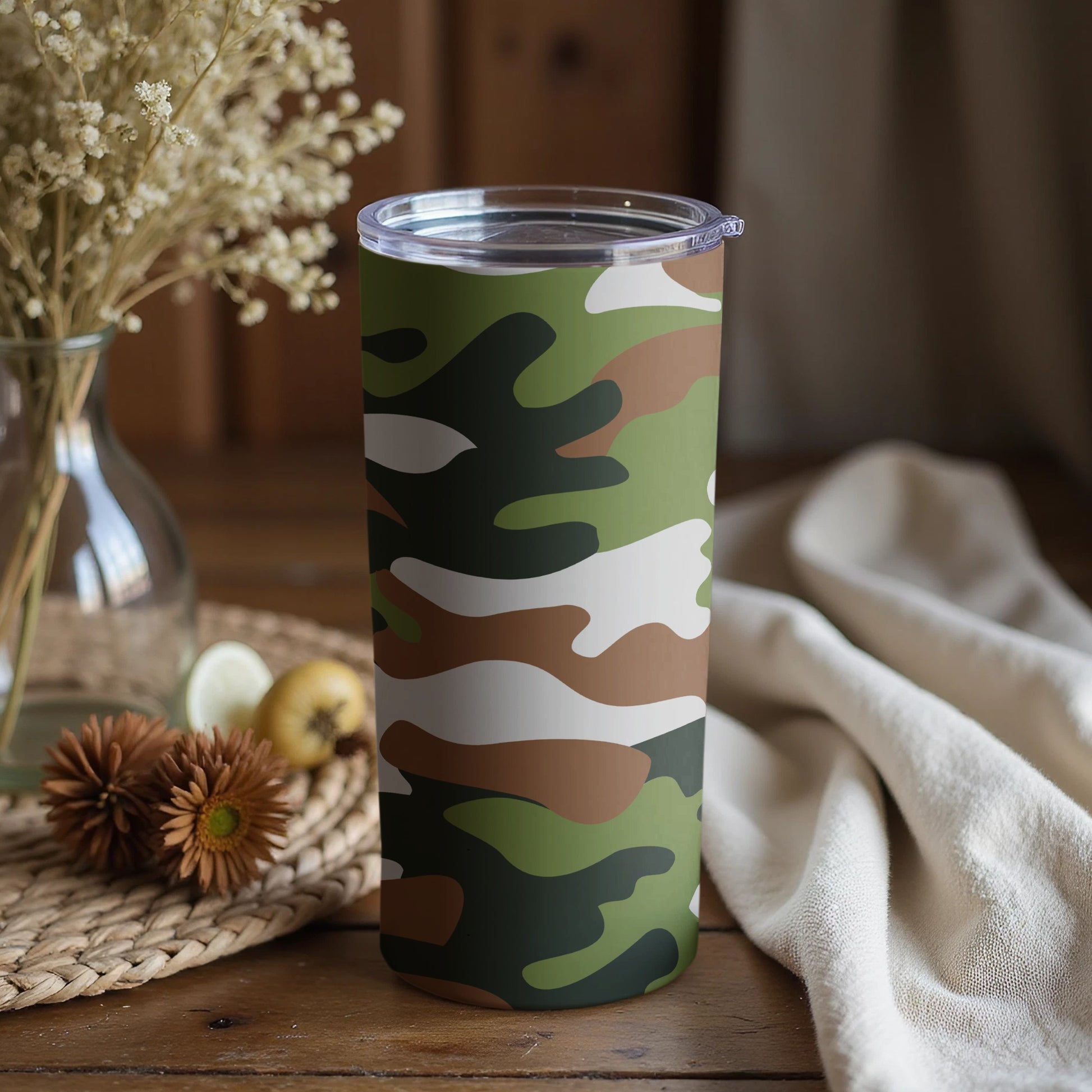 Camouflage Pattern Insulated Tumbler with Lid
