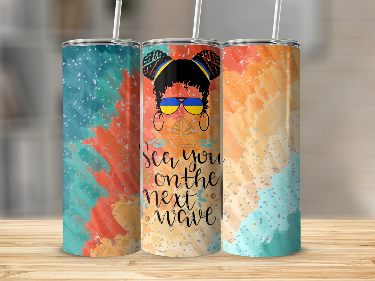 Colorful Abstract Design Sea You On Next Wave Tumbler