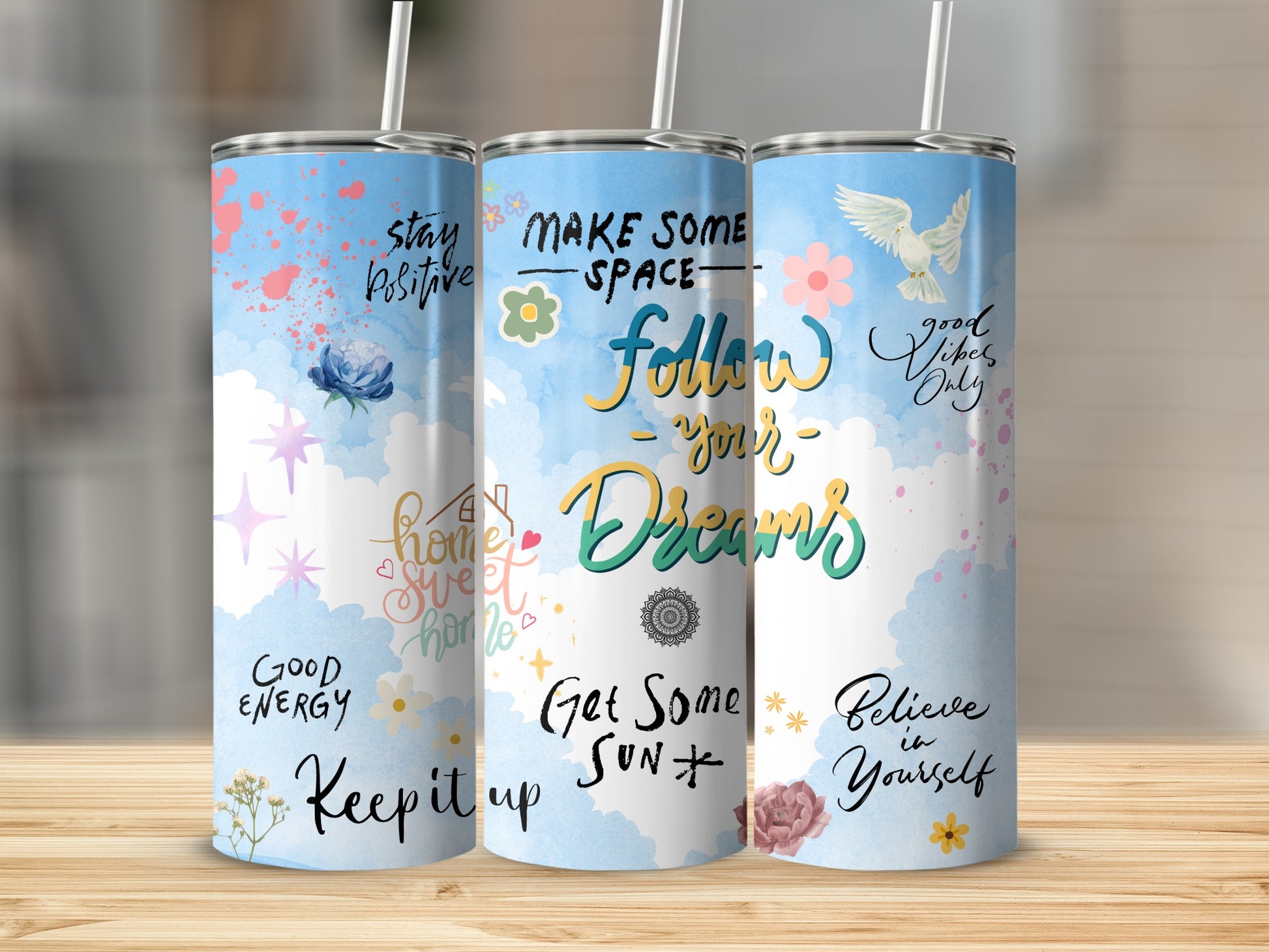 Inspiring Tall Tumbler Mug with Motivational Quotes
