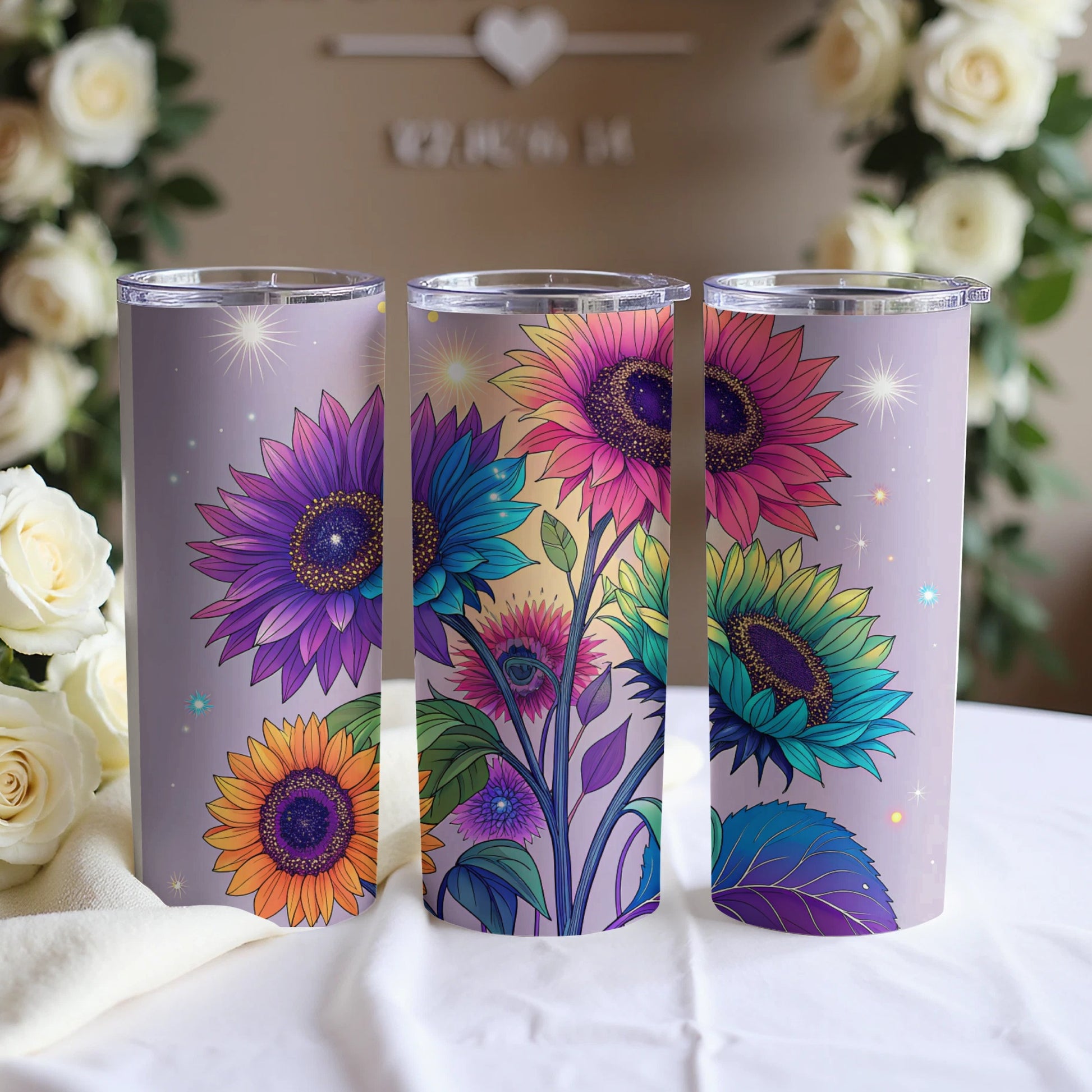 Colorful Sunflower Art Design Insulated Tumbler Product