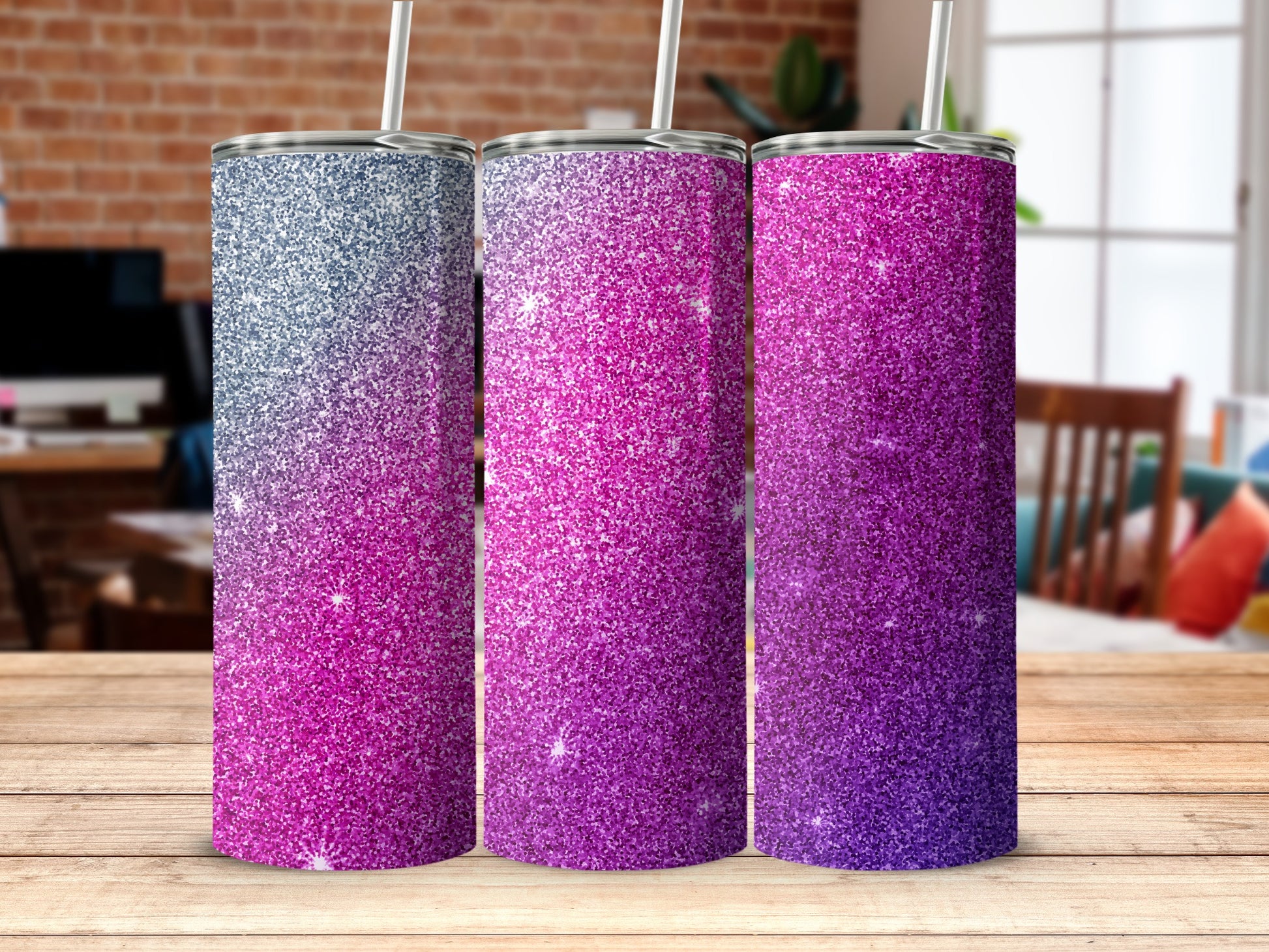 Glitter Blue Pink Purple Ombre Tumbler product type