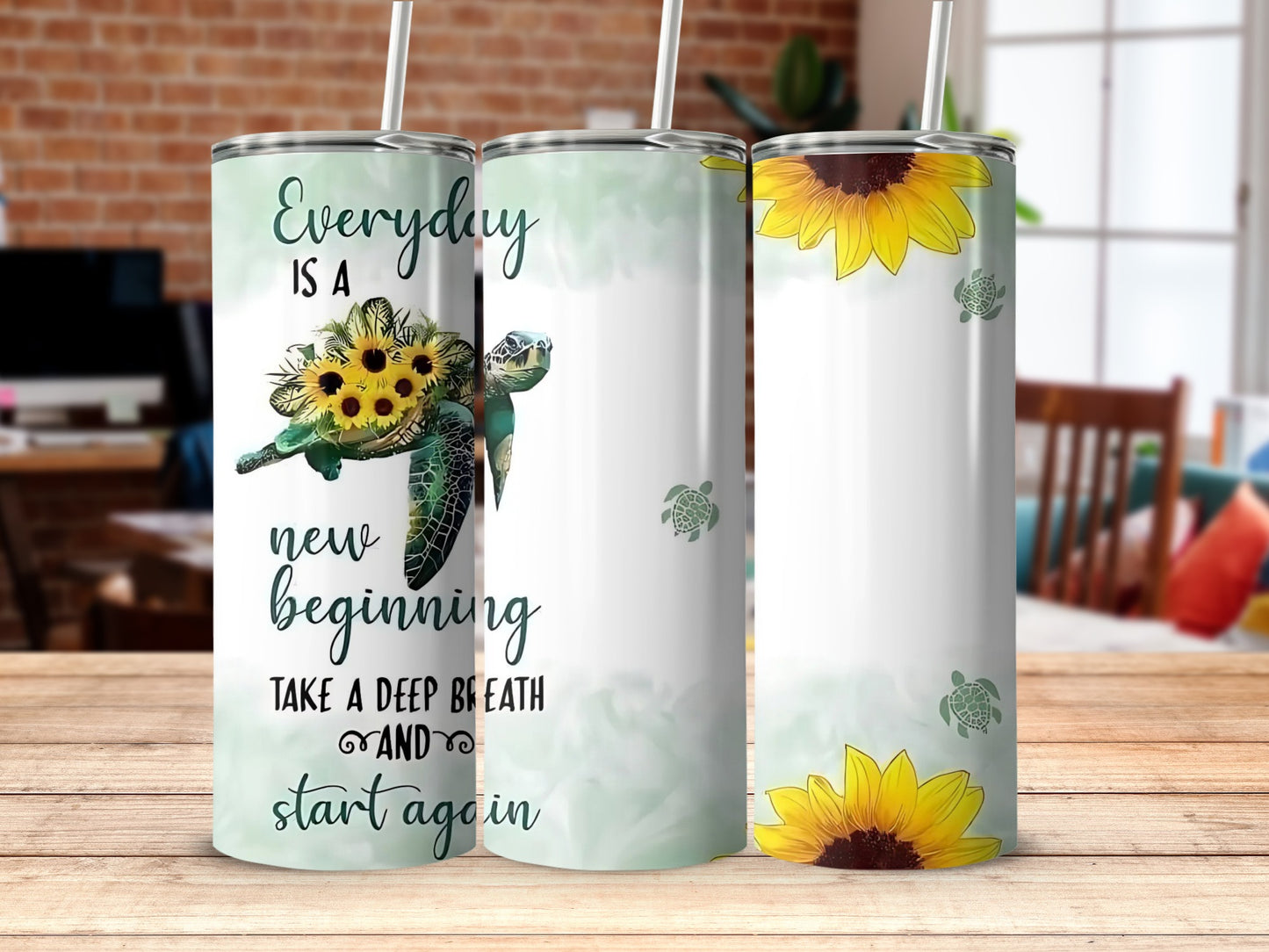 Everyday Is a New Beginning Sunflower Tumbler