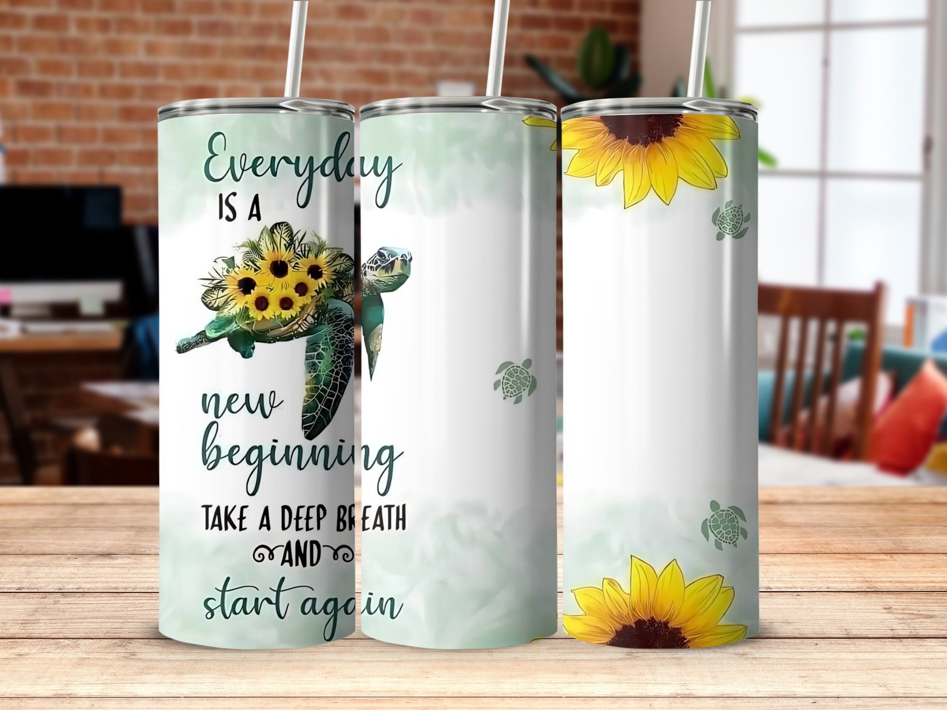 Everyday Is a New Beginning Sunflower Tumbler