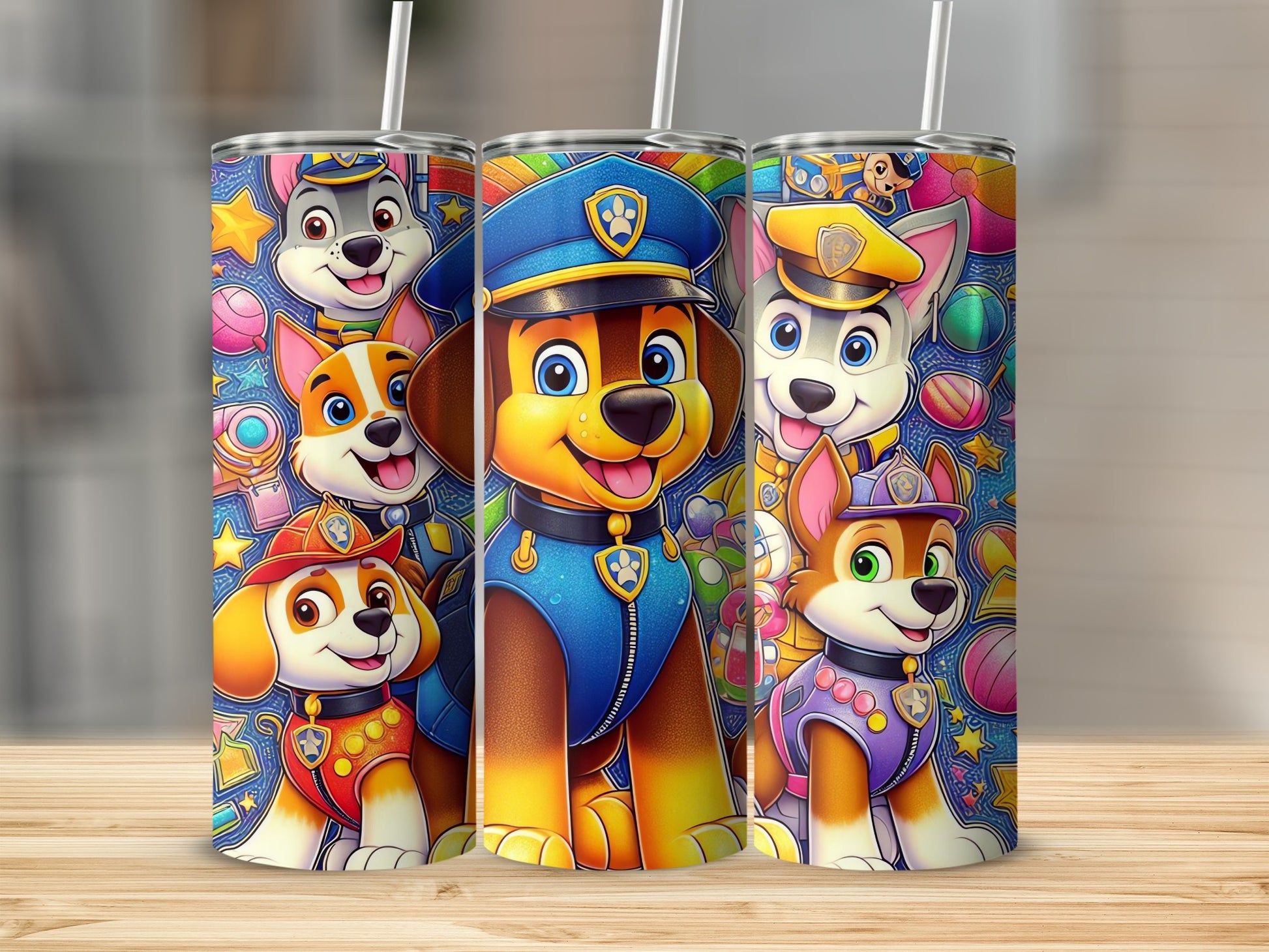 Colorful Cartoon Dog Characters Stainless Steel Tumbler
