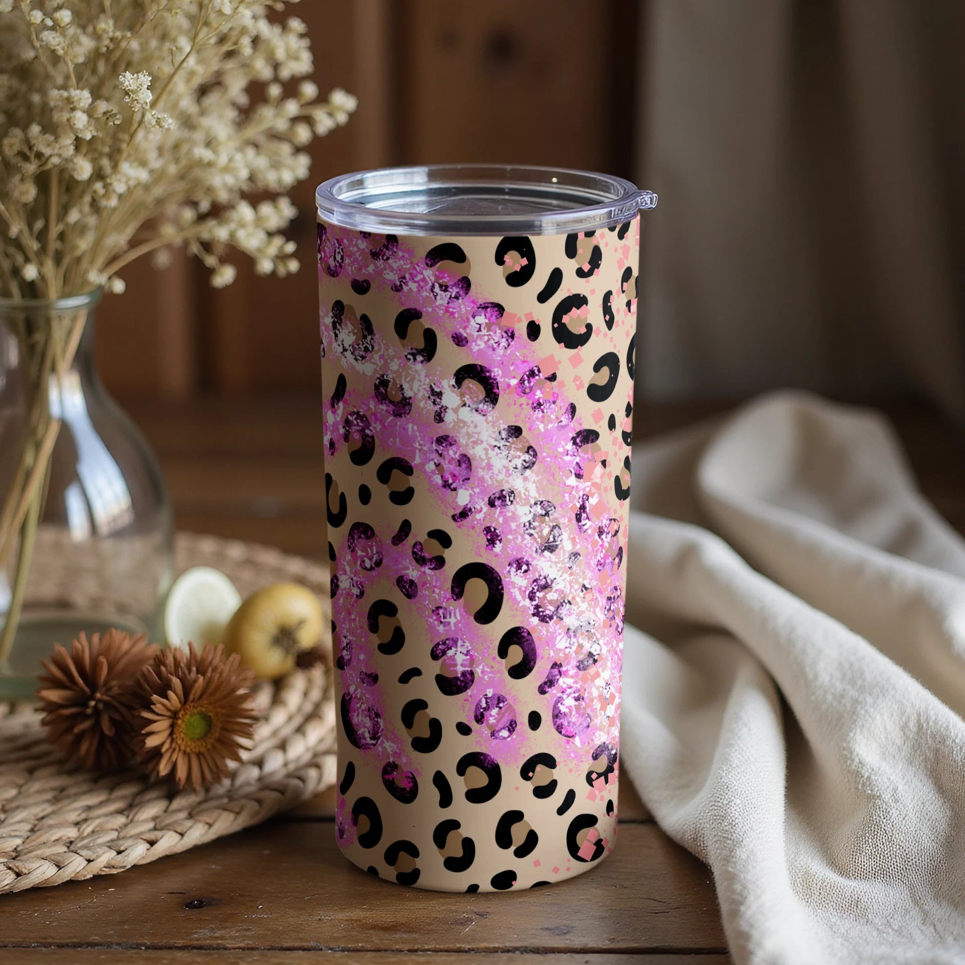 Leopard Print Designs with Purple Accents Tumbler