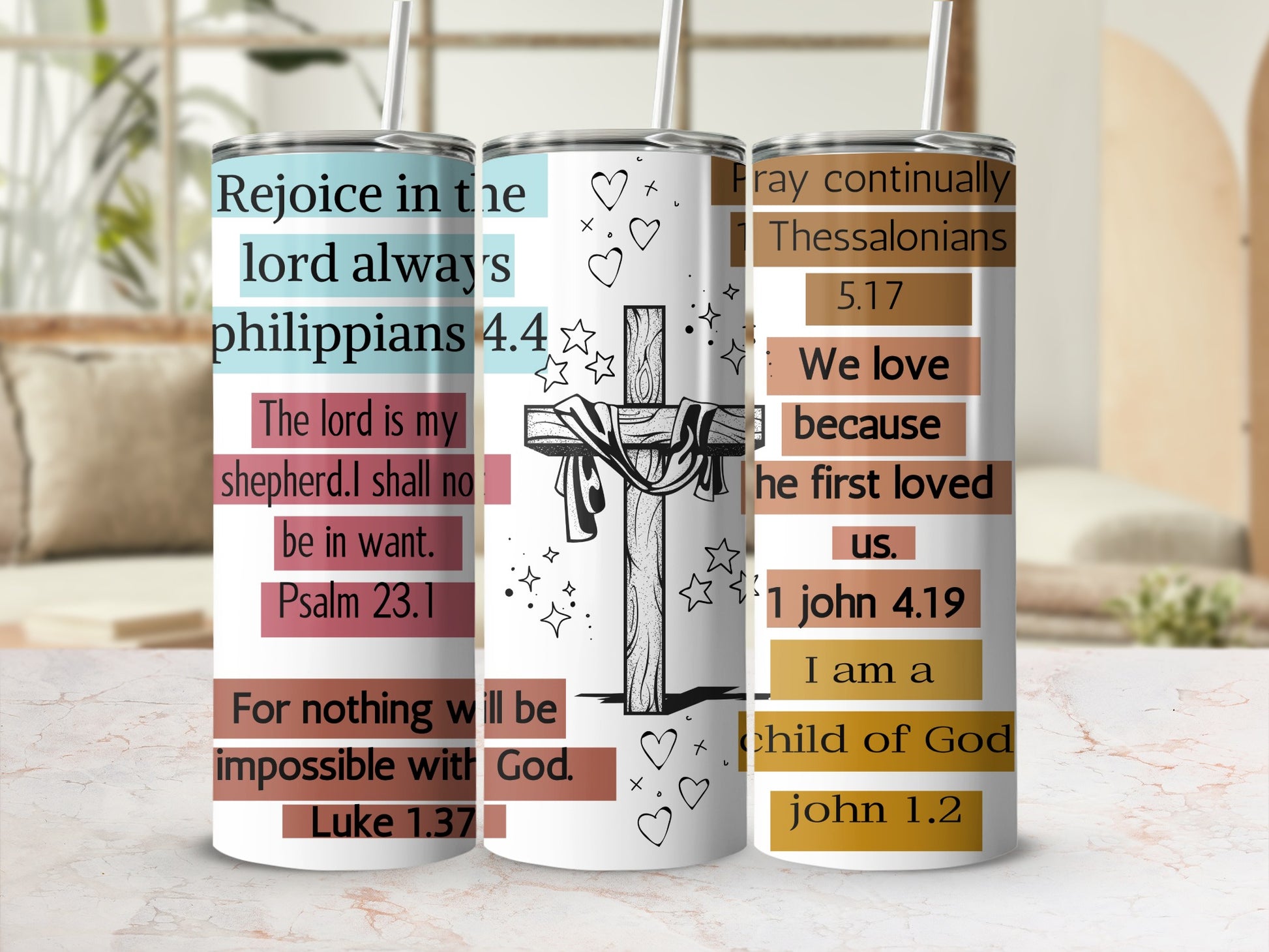 Rejoice in the Lord Always Christian Tumbler Product