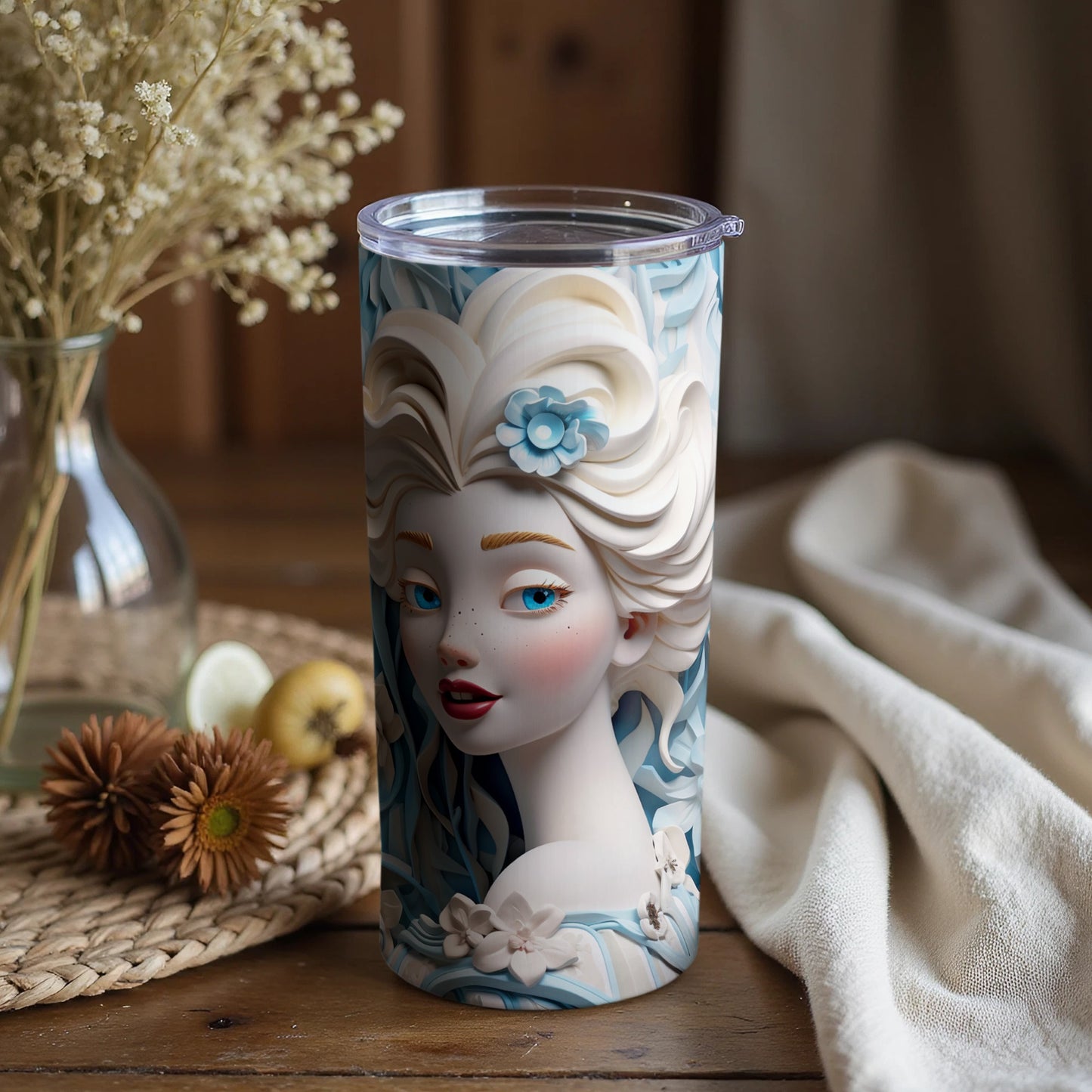 Elegant Frozen Theme Tumbler Featuring Elsa Artwork
