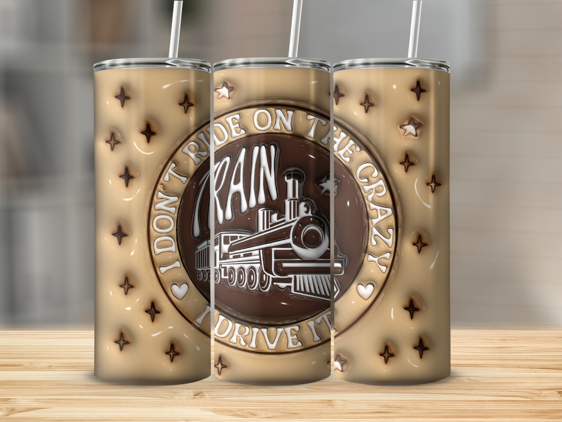 Crazy Train Ride I Drive It Tumbler product type
Train
Crazy Train
Locomotive
Engine
Tumbler
Drinkware
Beverage Container
Insulated Cup
Travel Mug
Slogan Tumbler
Quote Drinkware
Humorous Gift
Statement Piece
Unique Design
Brown Tumbler
Tan Design
Star Accents
Heart Detail
Train Driver
Express Yourself