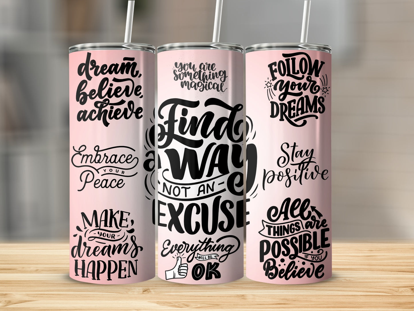 Inspirational Quotes Motivational Tumbler Set