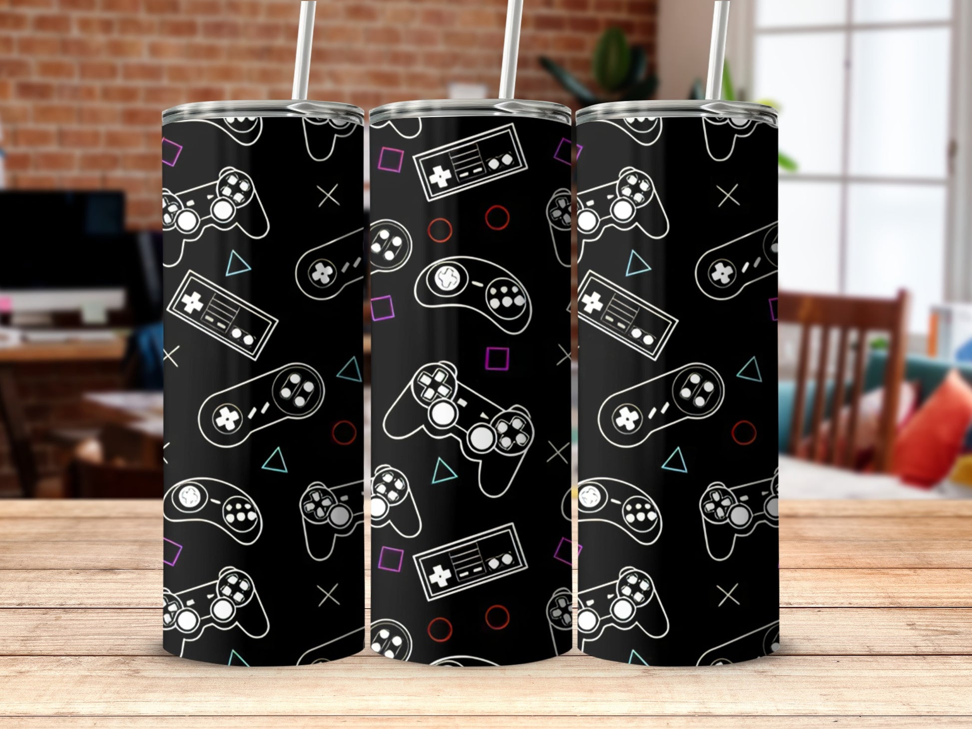 Retro Gaming Pattern Black Tumbler product