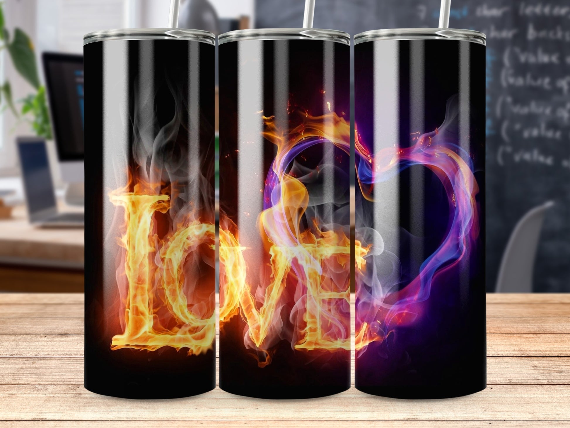 Fiery LOVE Word Purple Heart Flame Smoke product type