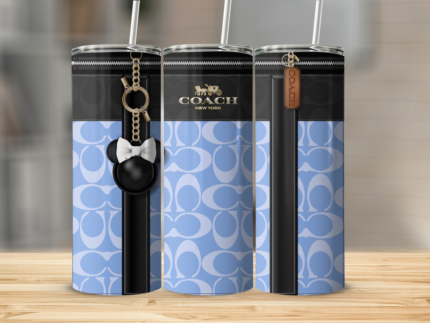 Stylish Coach New York Blue Patterned Tumbler Cups