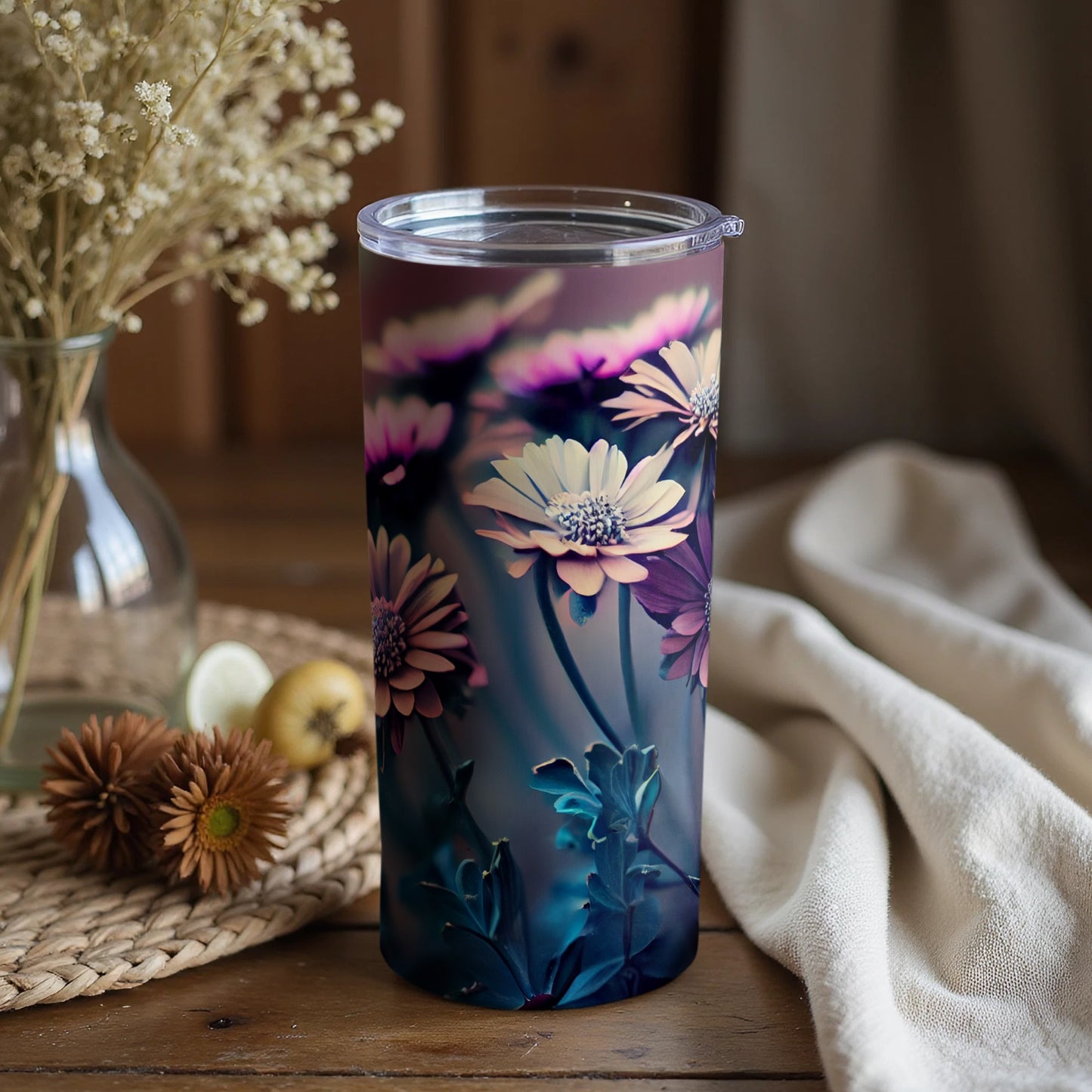 Beautiful Floral Design Insulated Tumbler Beverage Flask