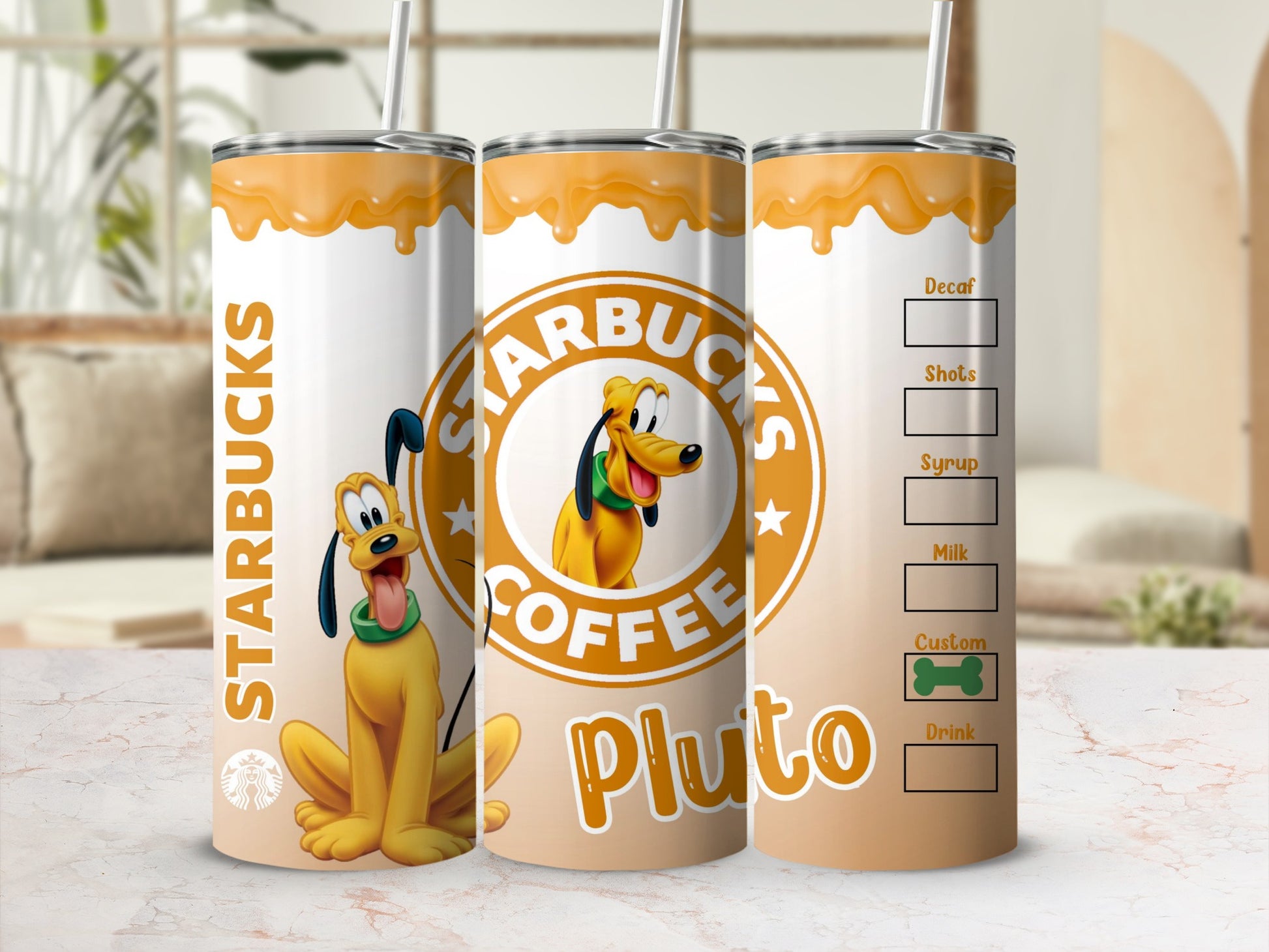 Starbucks Coffee Disney Pluto Customizable Drink Tumbler