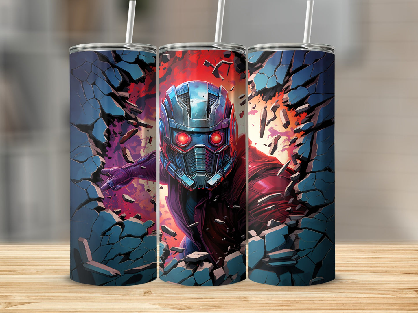 Space Warrior Breaking Through Wall Design Tumbler