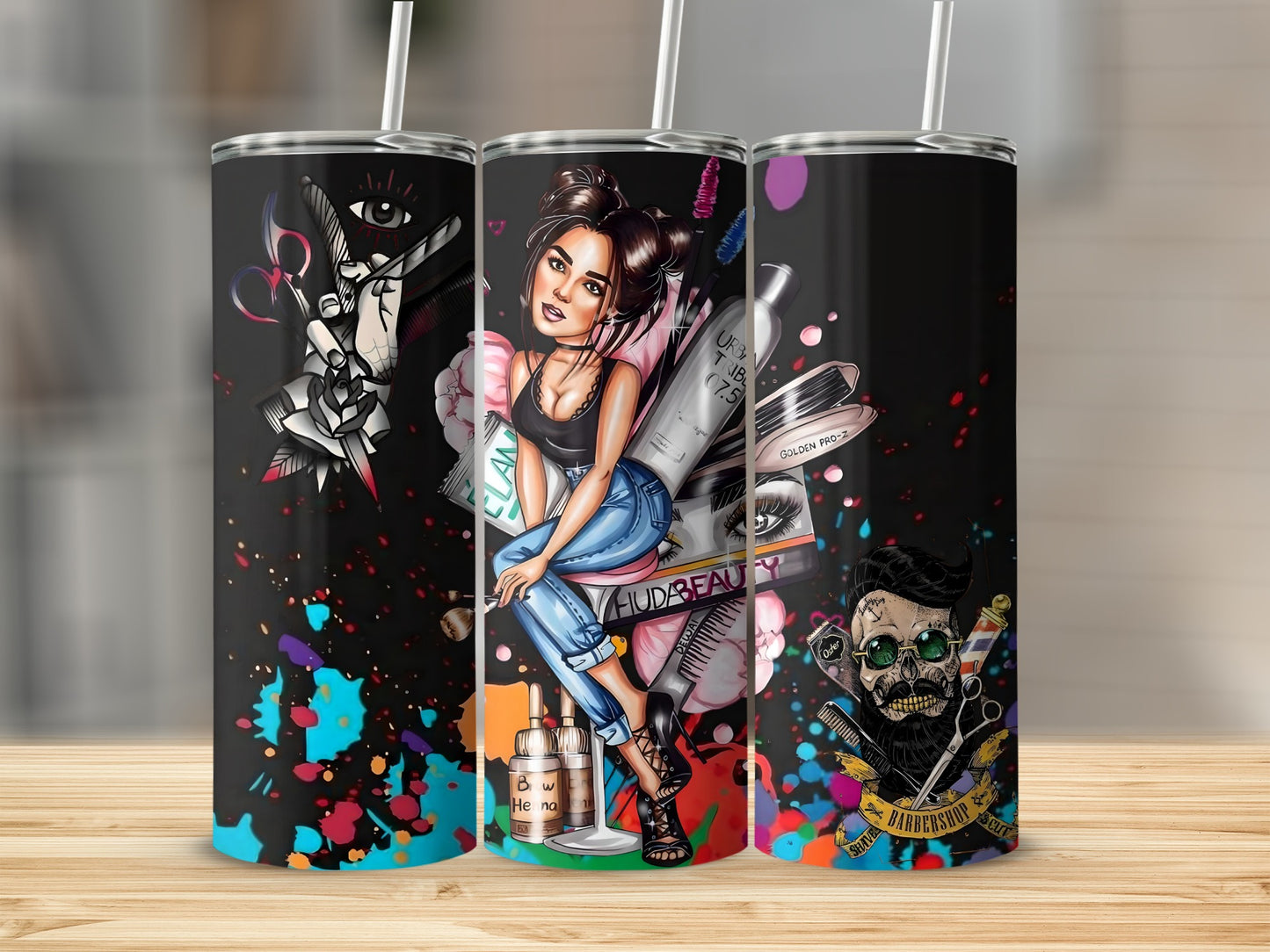 Colorful Artistic Design Tumbler with Unique Graphics