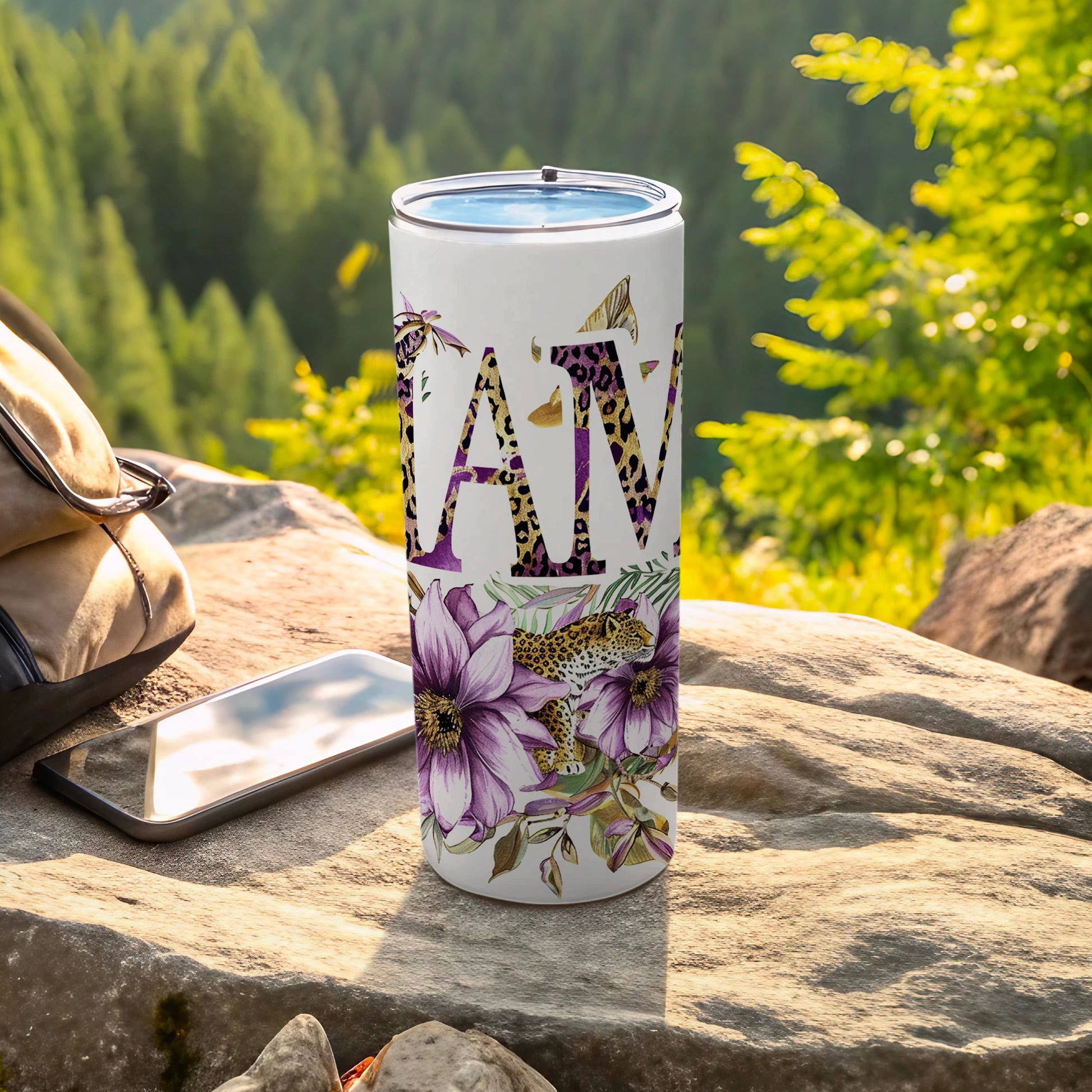 Wild Aesthetic Lettering with Floral Design Tumbler