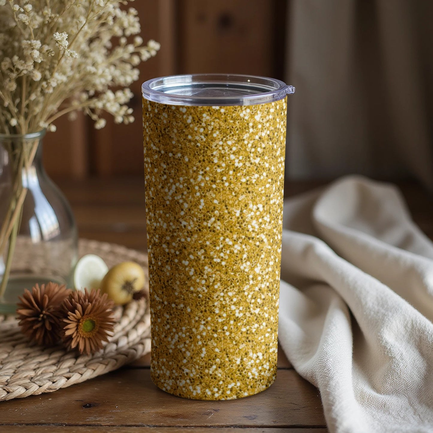 Speckled Yellow and White Insulated Travel Cup