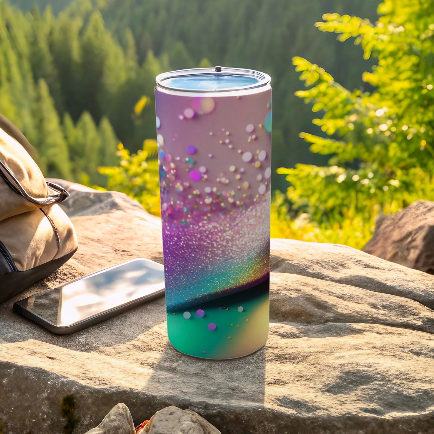 Rainbow Shimmer Bokeh Dot Gradient Tumbler product type