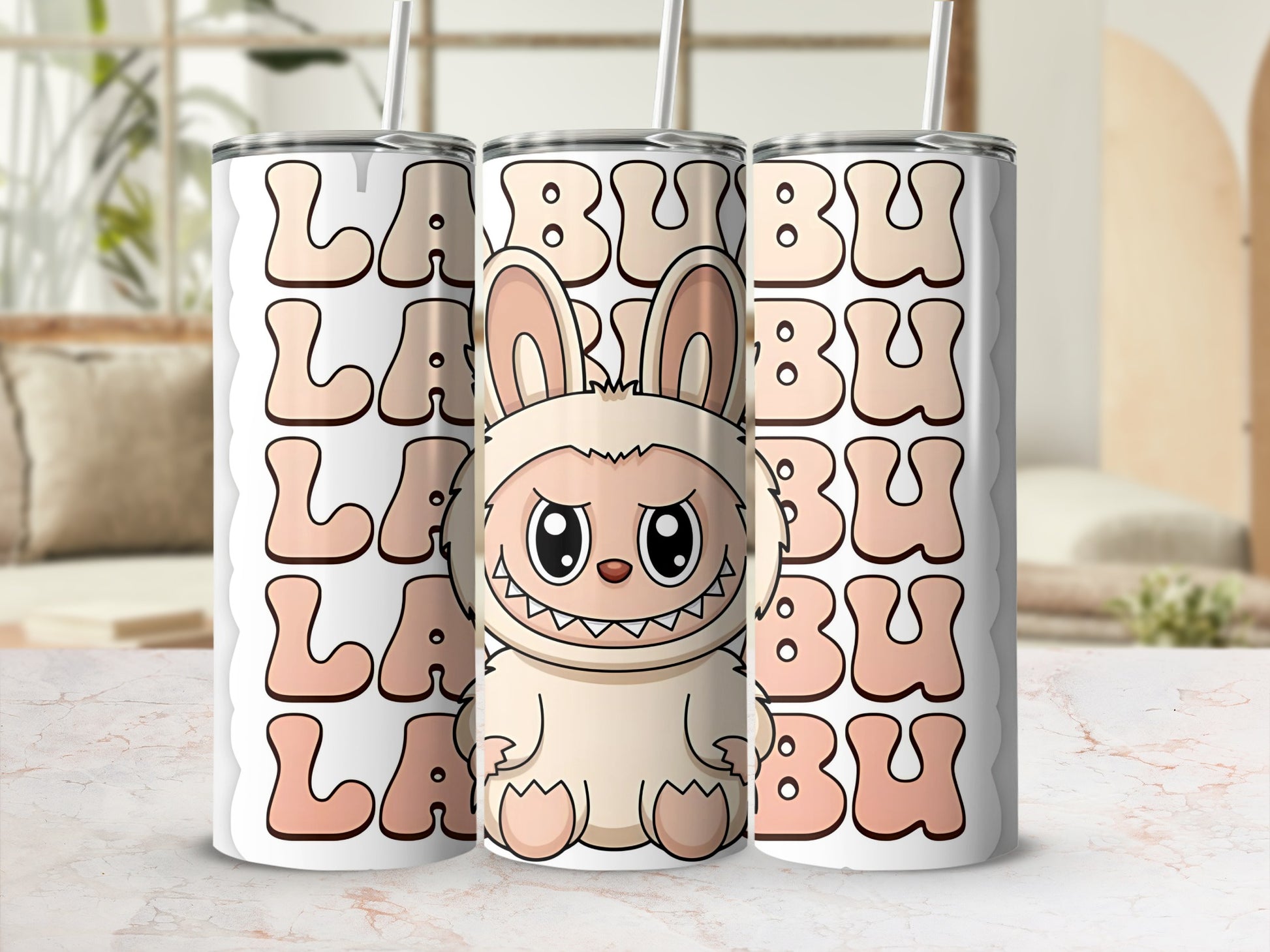 Cute Cartoon Bunny Design Stainless Steel Tumbler