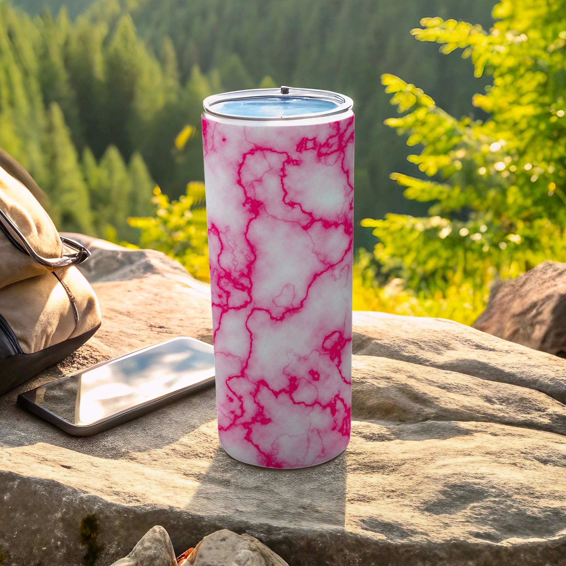 Vibrant Pink Marble Patterned Drink Container product type