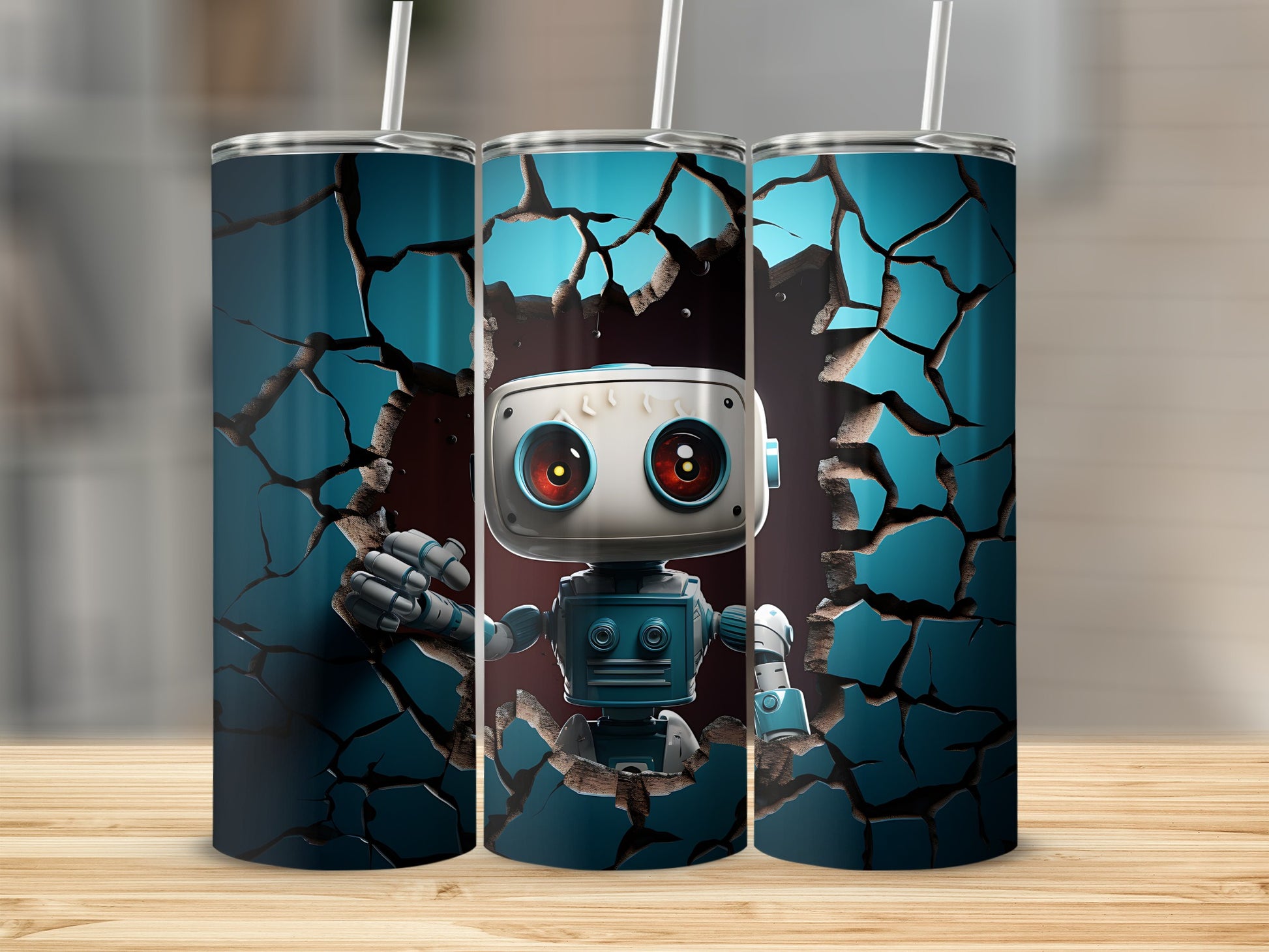 Robot Art Design Breaking Through Tumblers Product