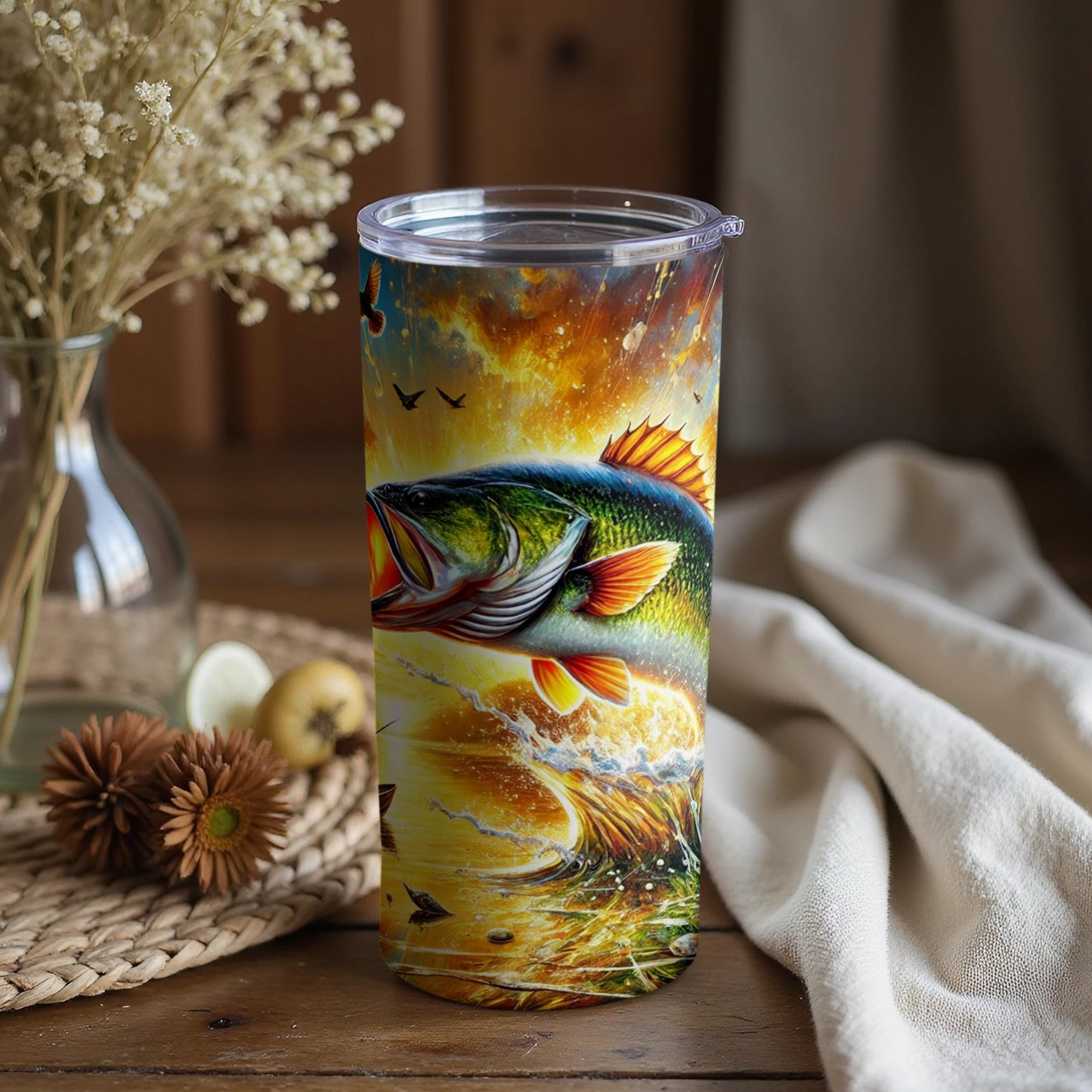 Vibrant Fish Design Tumbler for Outdoor Enthusiasts