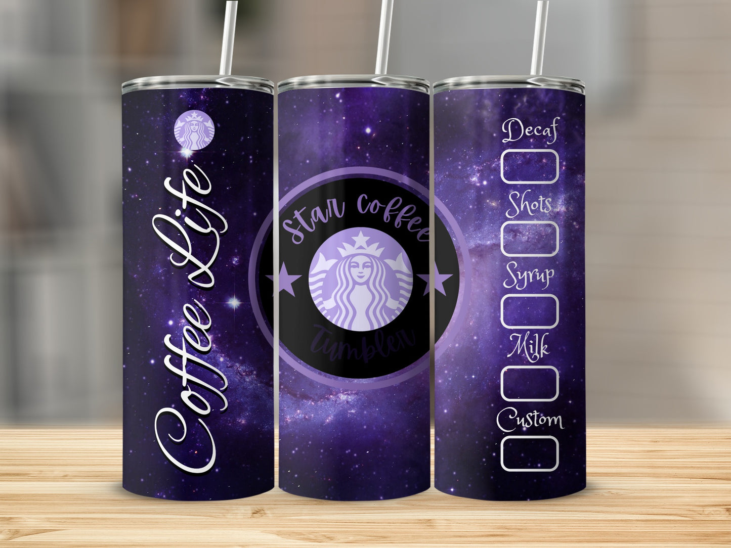 Coffee Life Purple Star Customizable Tumbler