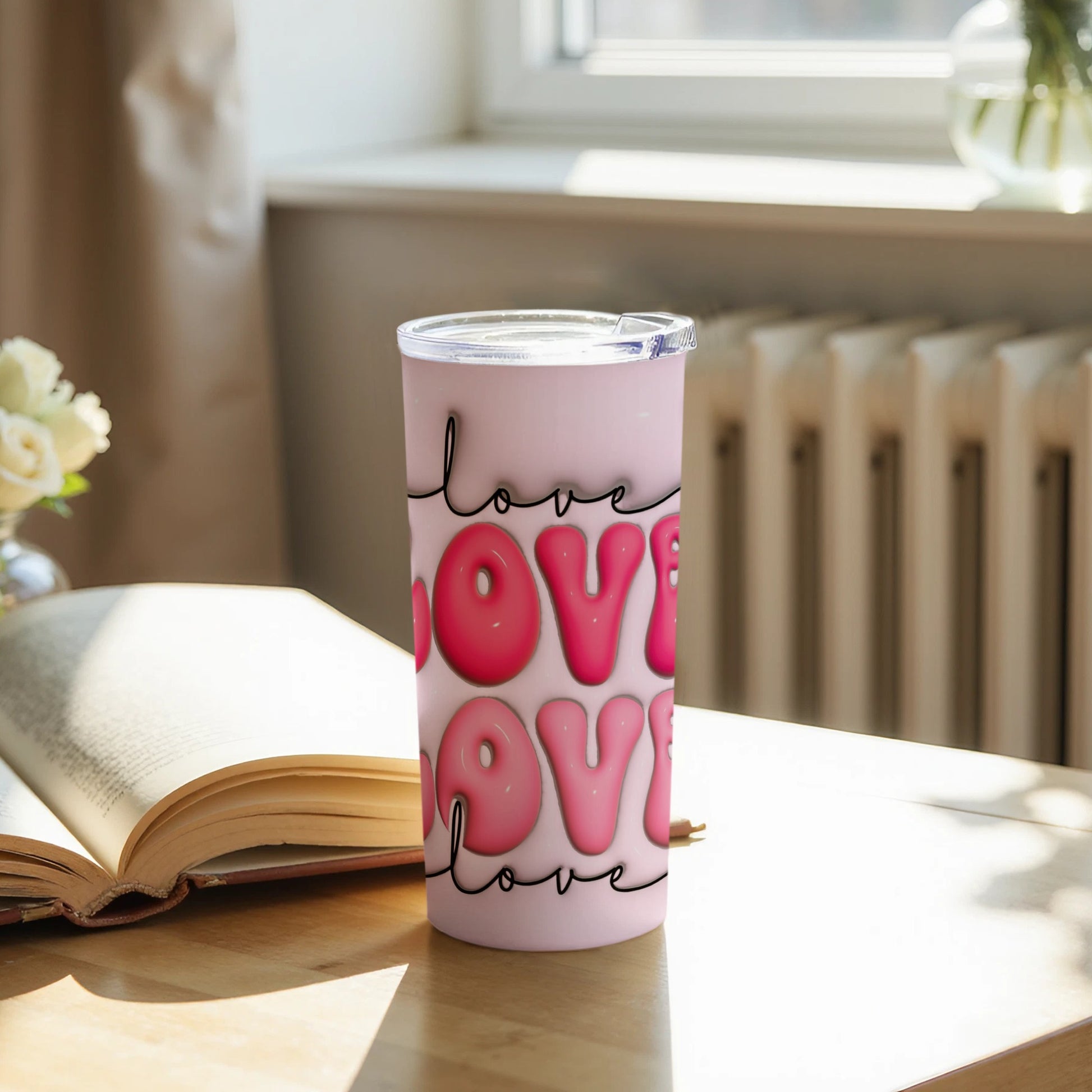 Stylish Pink Love Themed Insulated Tumbler Product