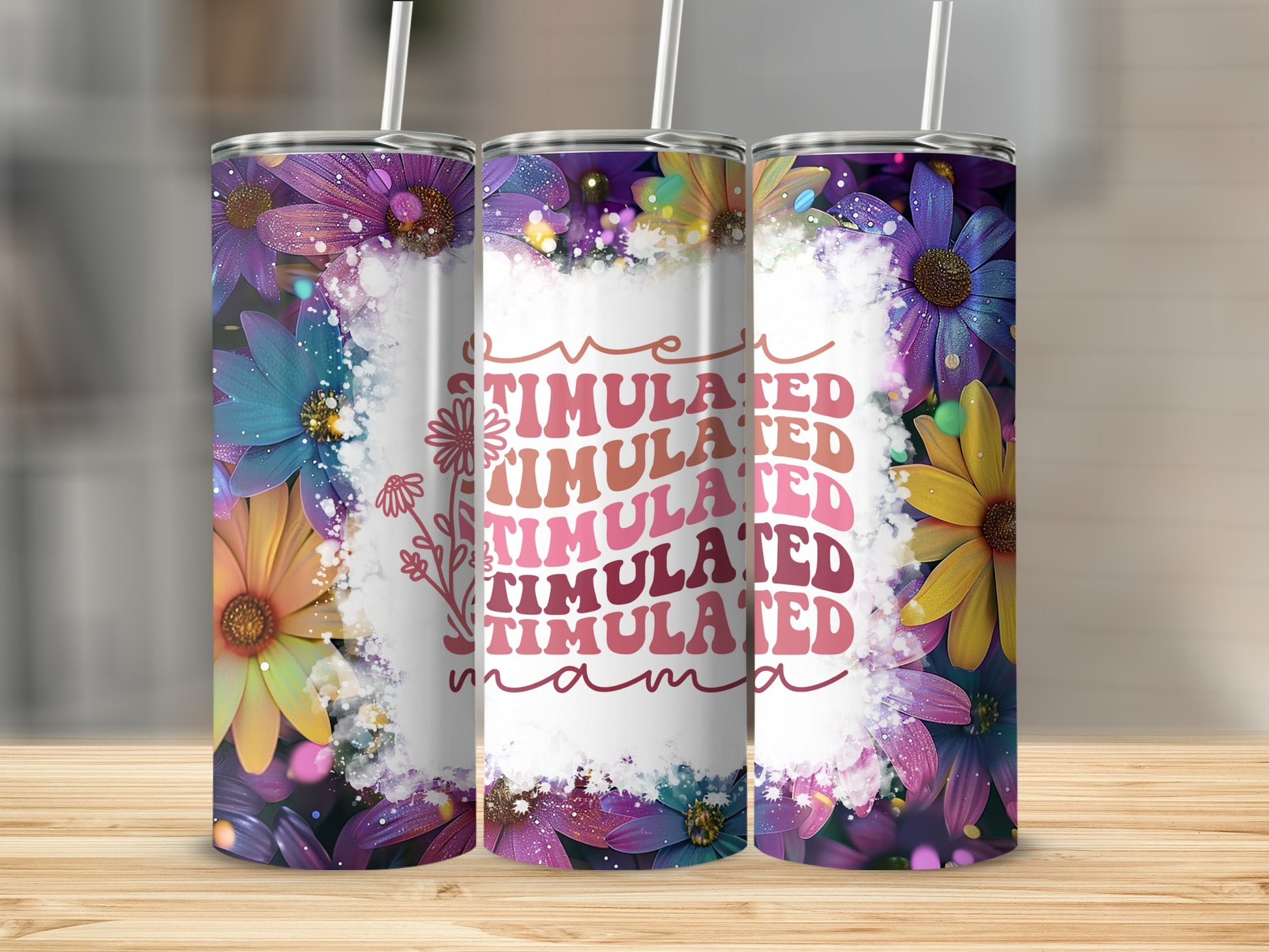 Bright Floral Design Stimulated Mama Vacuum Tumbler
