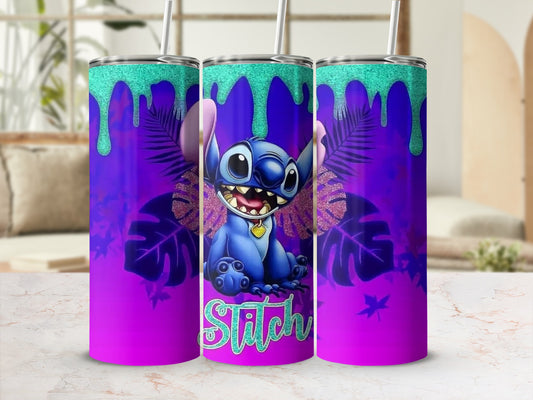 Vibrant Stitch Themed Tumblers with Gradient Background