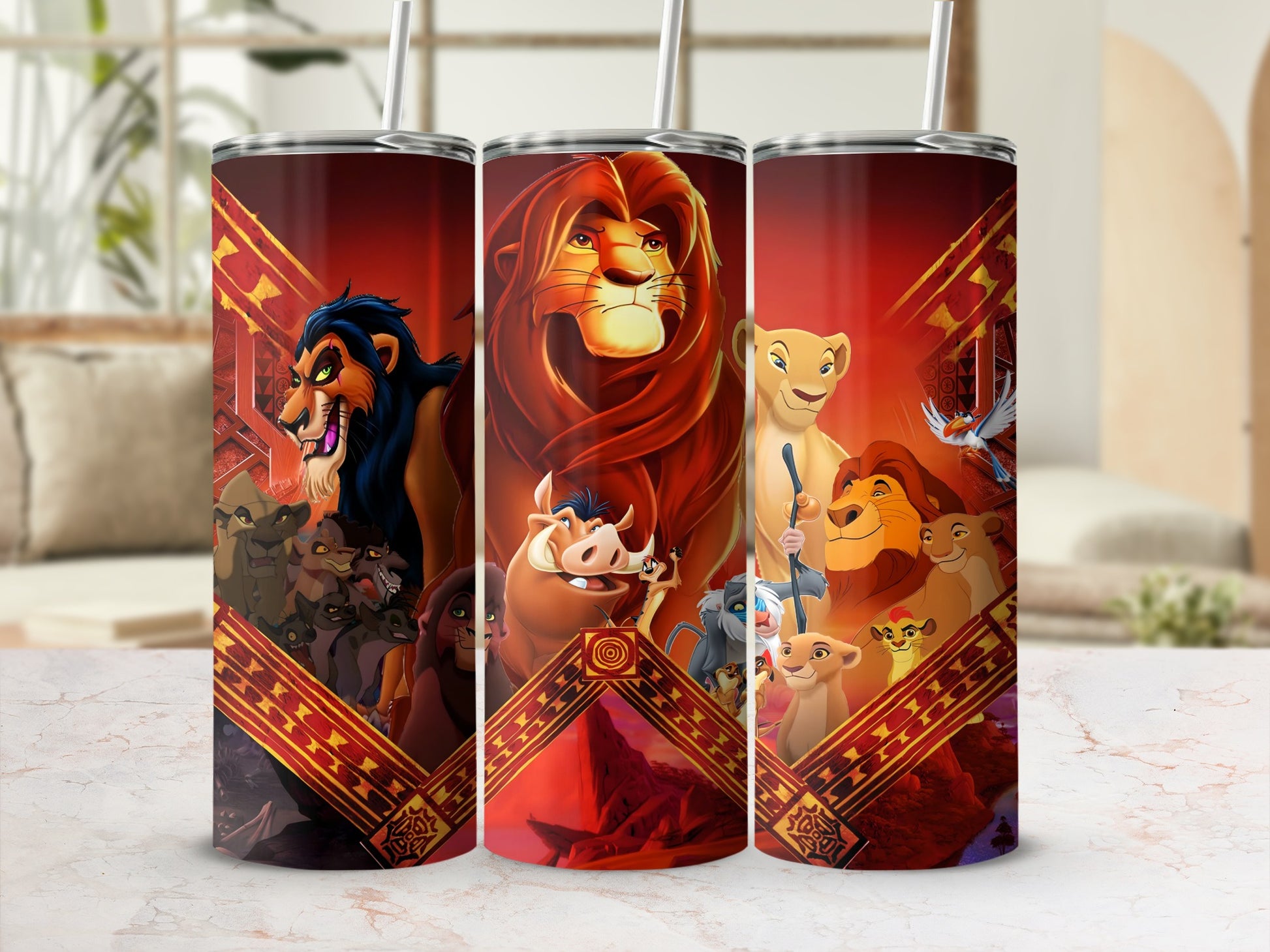 Colorful Lion Kingdom Characters Scene Stainless Tumbler