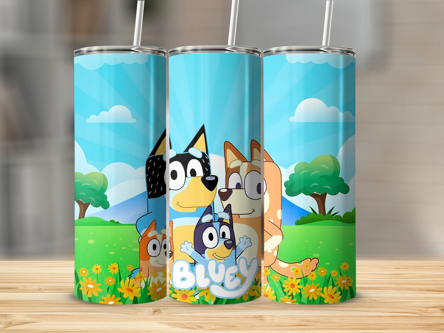 Blue Cartoon Character Family Tumbler Cup Product