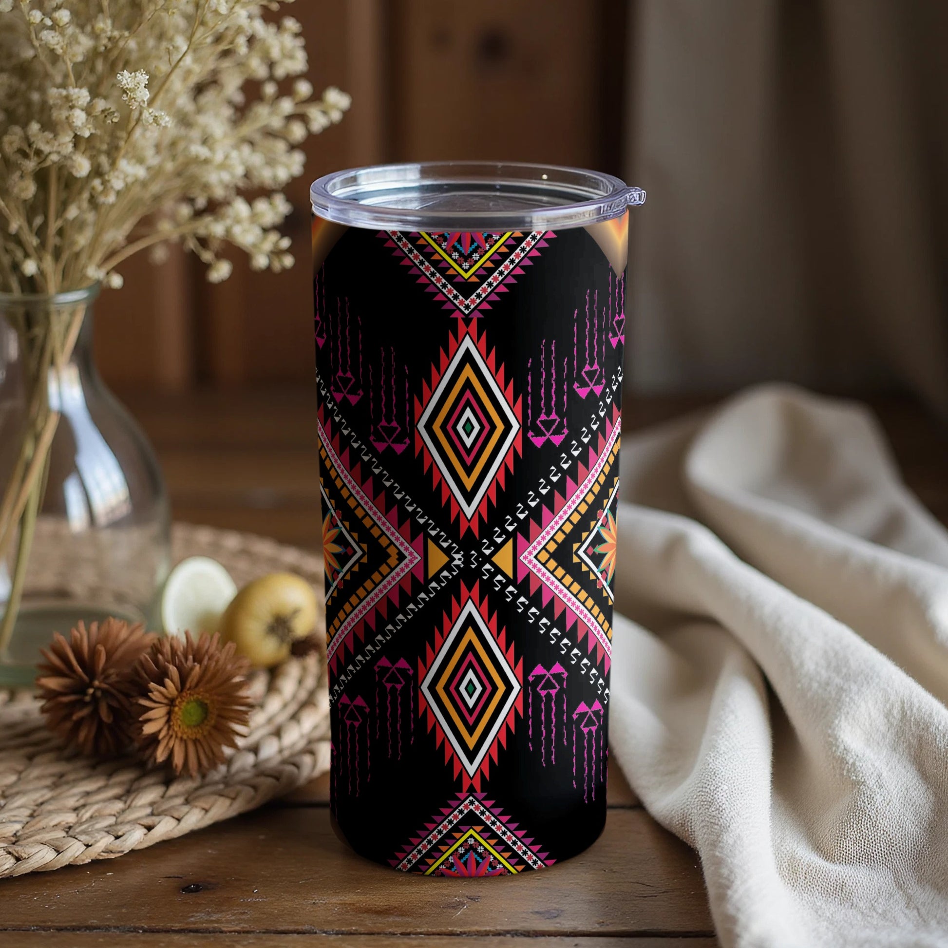 Vibrant Multicolor Geometric Pattern Tumbler
