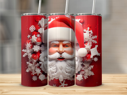 Festive Santa Claus Christmas Tumbler With Straw