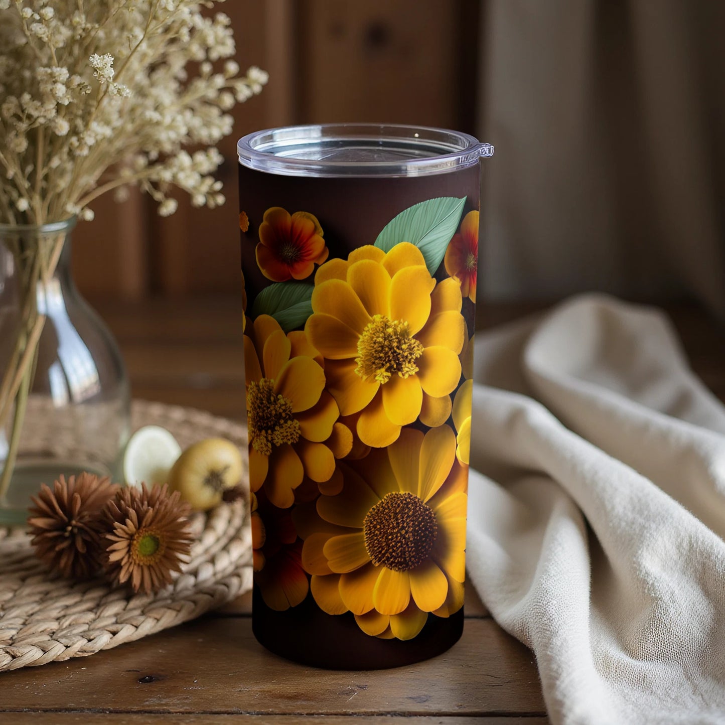 Vibrant Floral Print Insulated Tumbler Mug