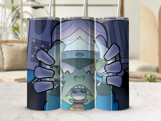 Cartoon Alien and Earthling Design Tumbler Product
