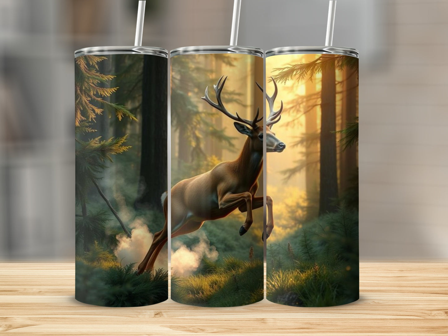 Majestic Deer in Enchanted Forest Tumbler Cup
